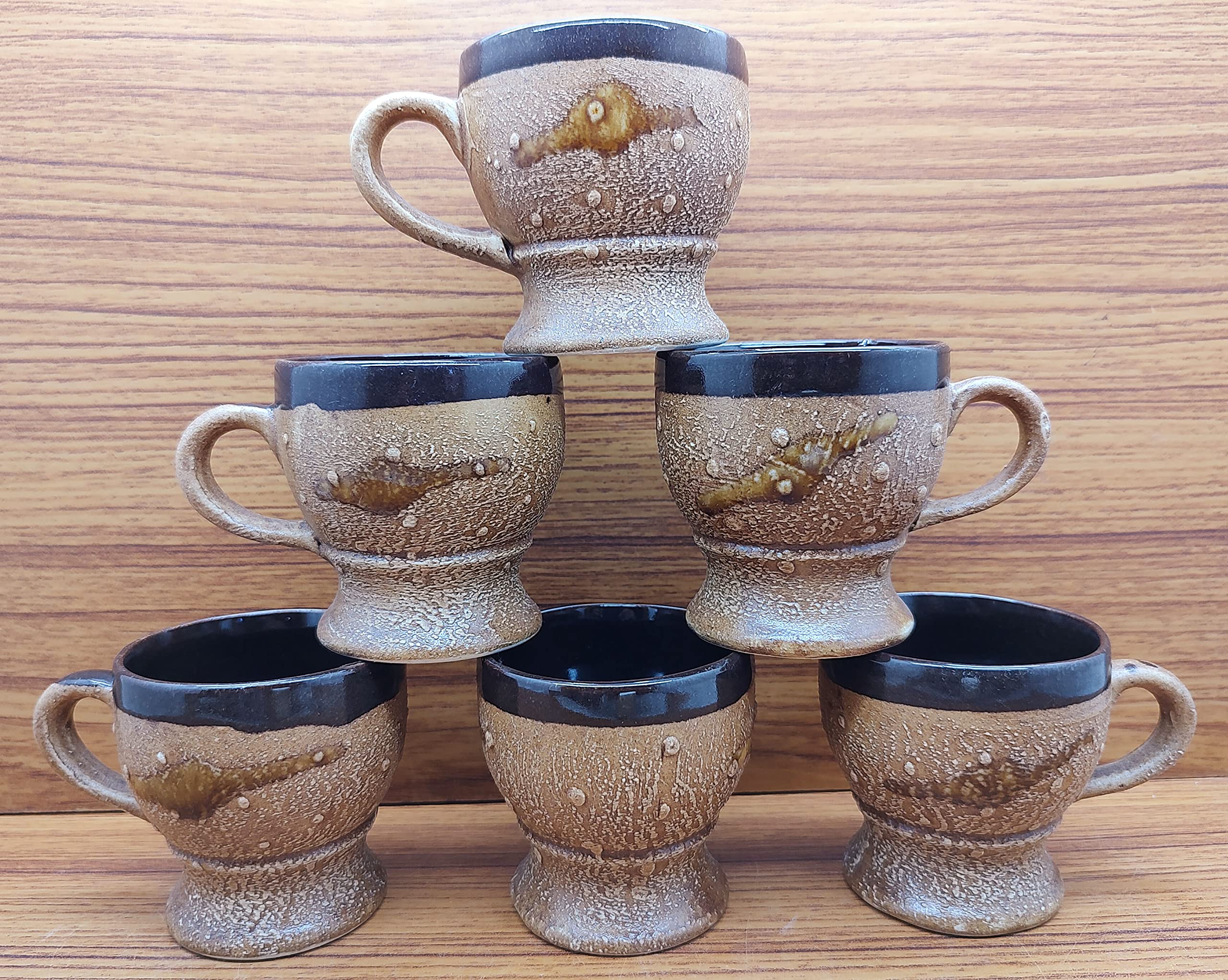 LAGHIMA JADON Pack of 6 Ceramic Tea/Coffee Cups Shape Design Big Size 130ML (Brown) Multicolor, Cup Set 6 Pcs 1