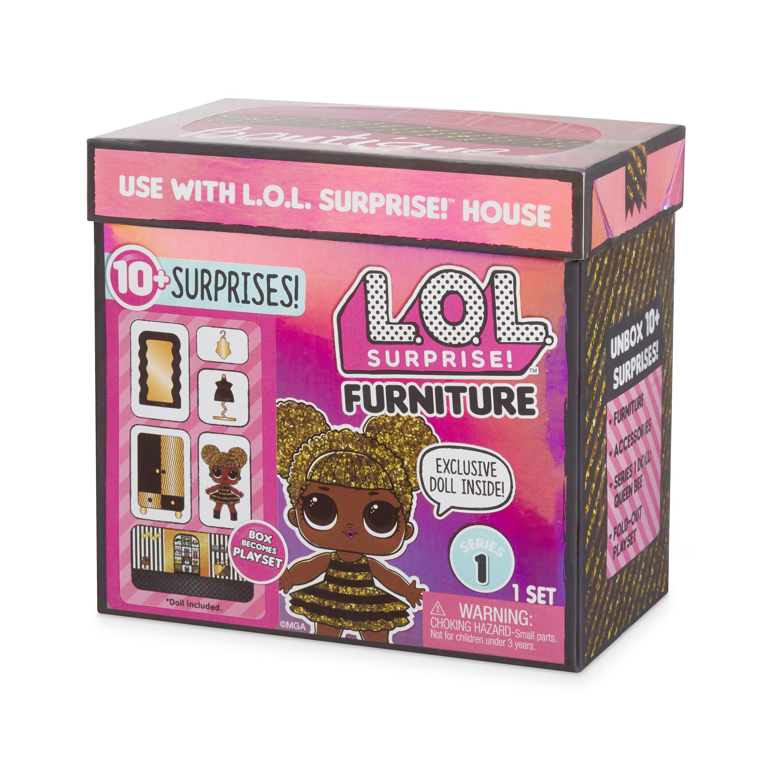 L.O.L. Surprise! Furniture Boutique with Queen Bee & 10+ Surprises, Multicolor 6