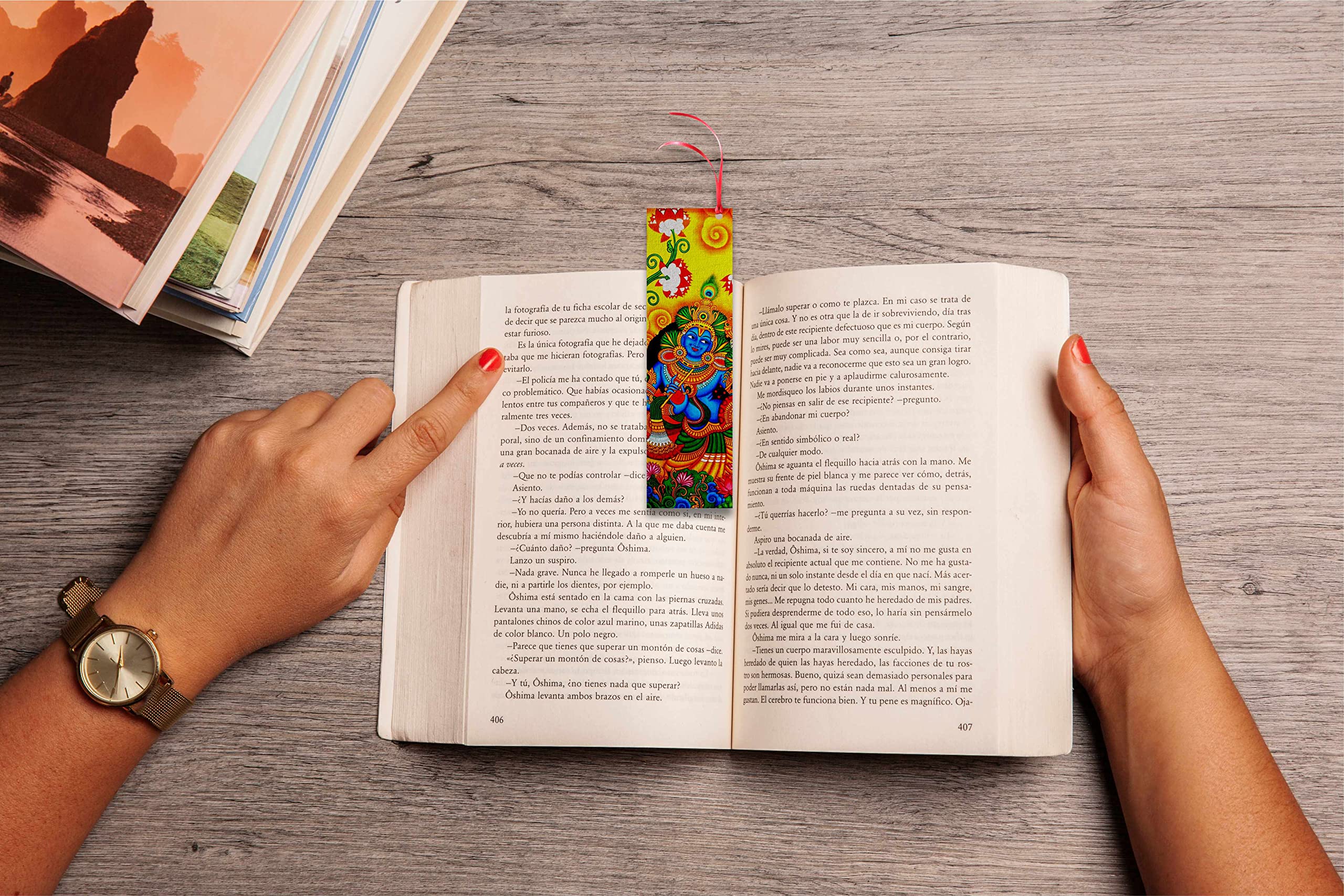 woopme® Set of 4 Beautiful Radha Krishna God Printed Bookmark Boys Girls Students Kids Gift Readers Book Lovers Bookmarks L x H 2 x 7 Inch 3