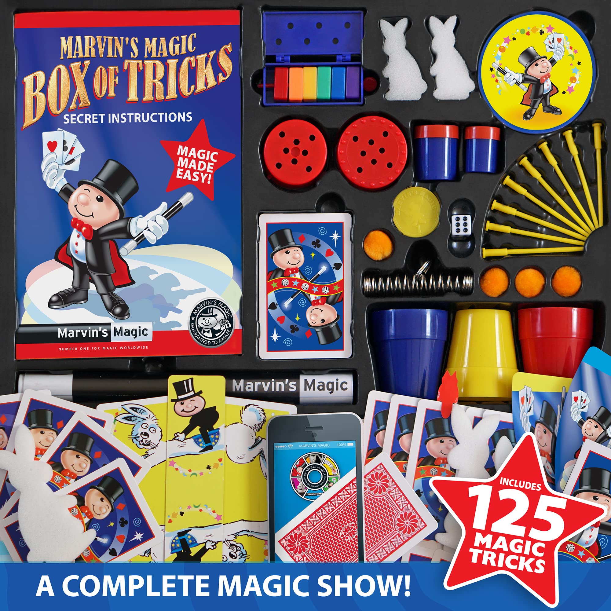 Marvin's Magic - 125 Amazing Magic Tricks for Children - Kids Full Set - Kit for Kids Including Wand, Card Tricks + Much More - Suitable for Age 6+ 2