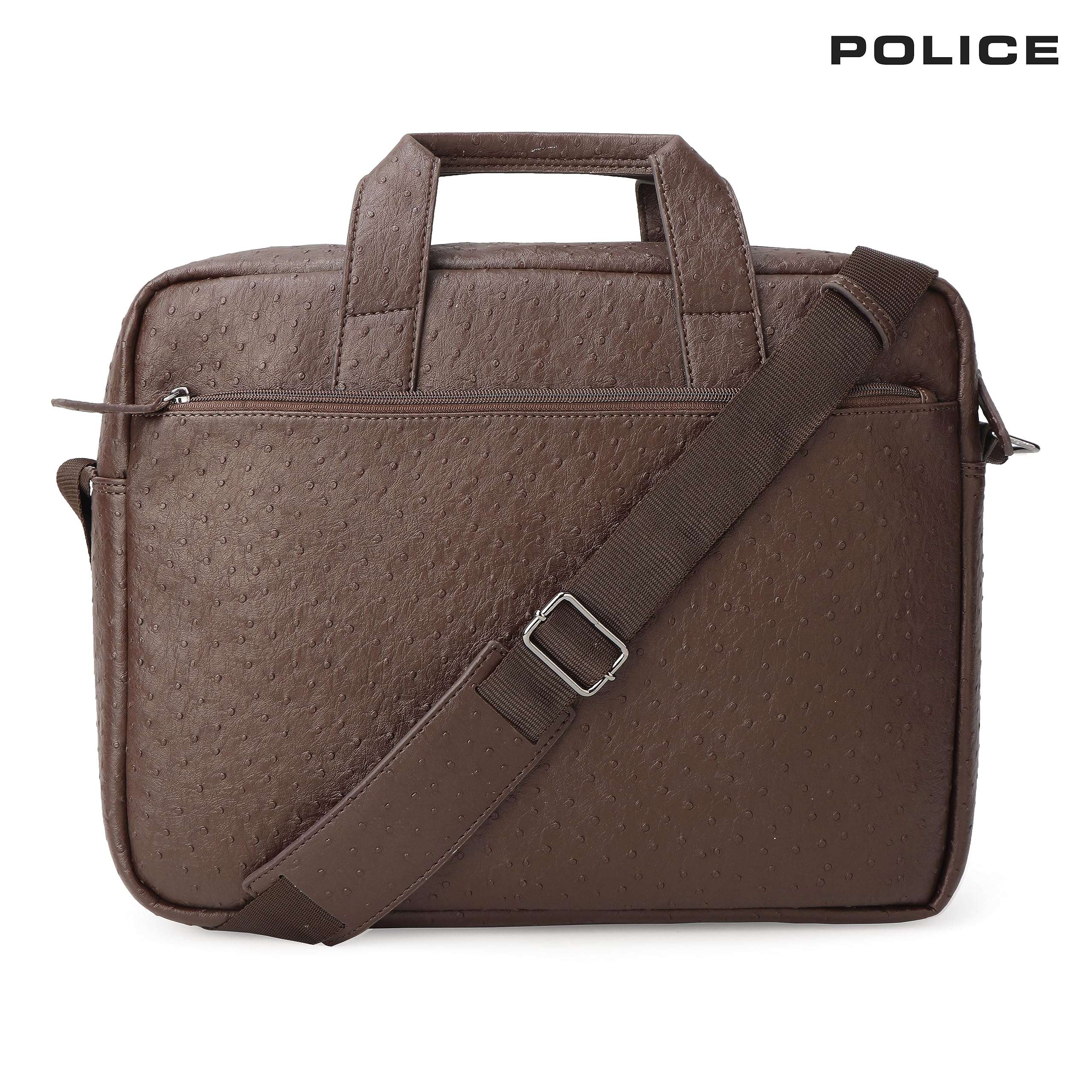 POLICE OSTRICH POLO 15 INCH BRIEFCASE-BROWN 4