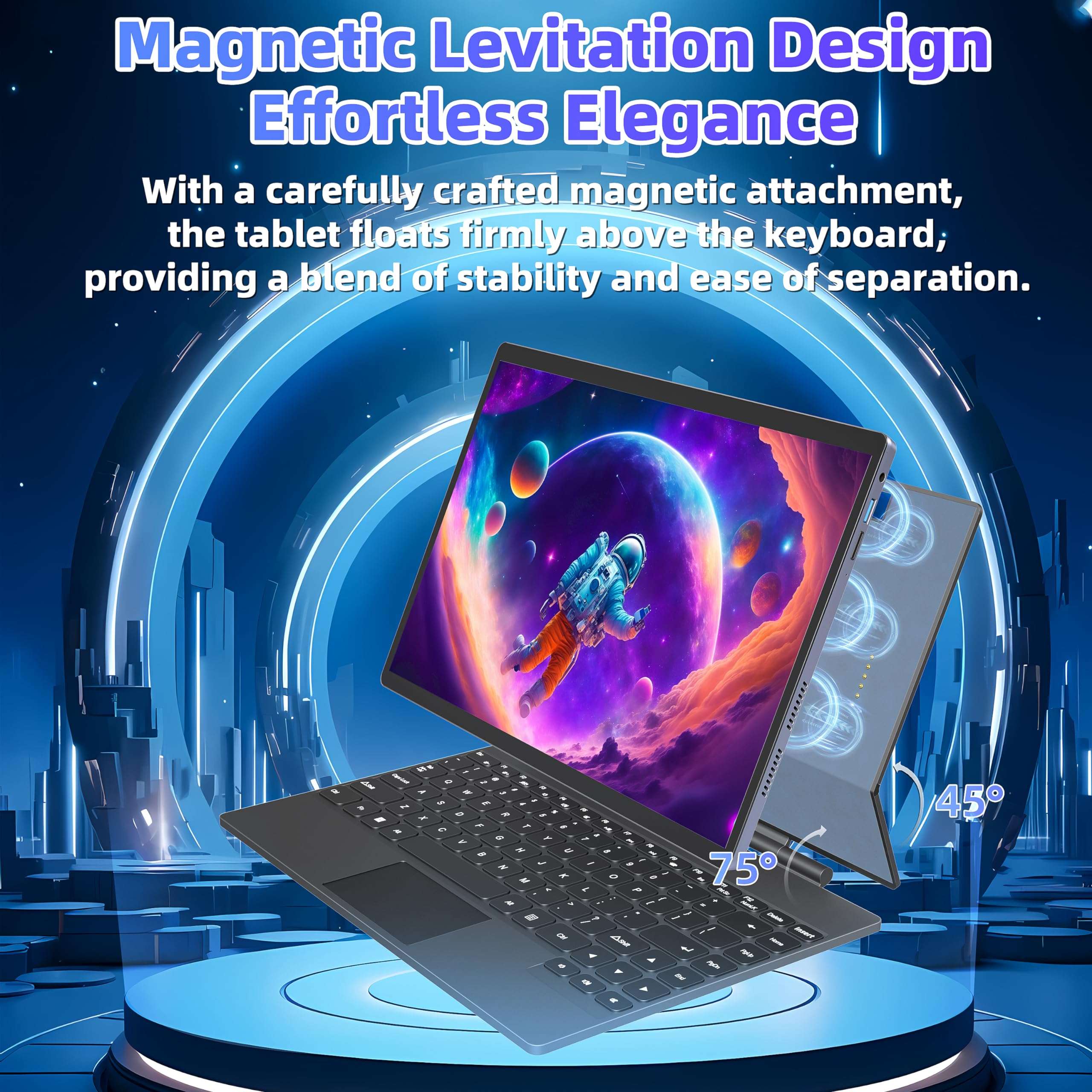 Rumtuk 2-in-1 Laptop Convertible Tablet with Win 11/Office 2019, 14'' 2.2K Touchscreen, Magnetic Suspension Keyboard, 12th Alder Lake-N95, 16GB RAM, 1TB SSD, Webcam, Cooling Fan, Type-C (16G+1T) 4