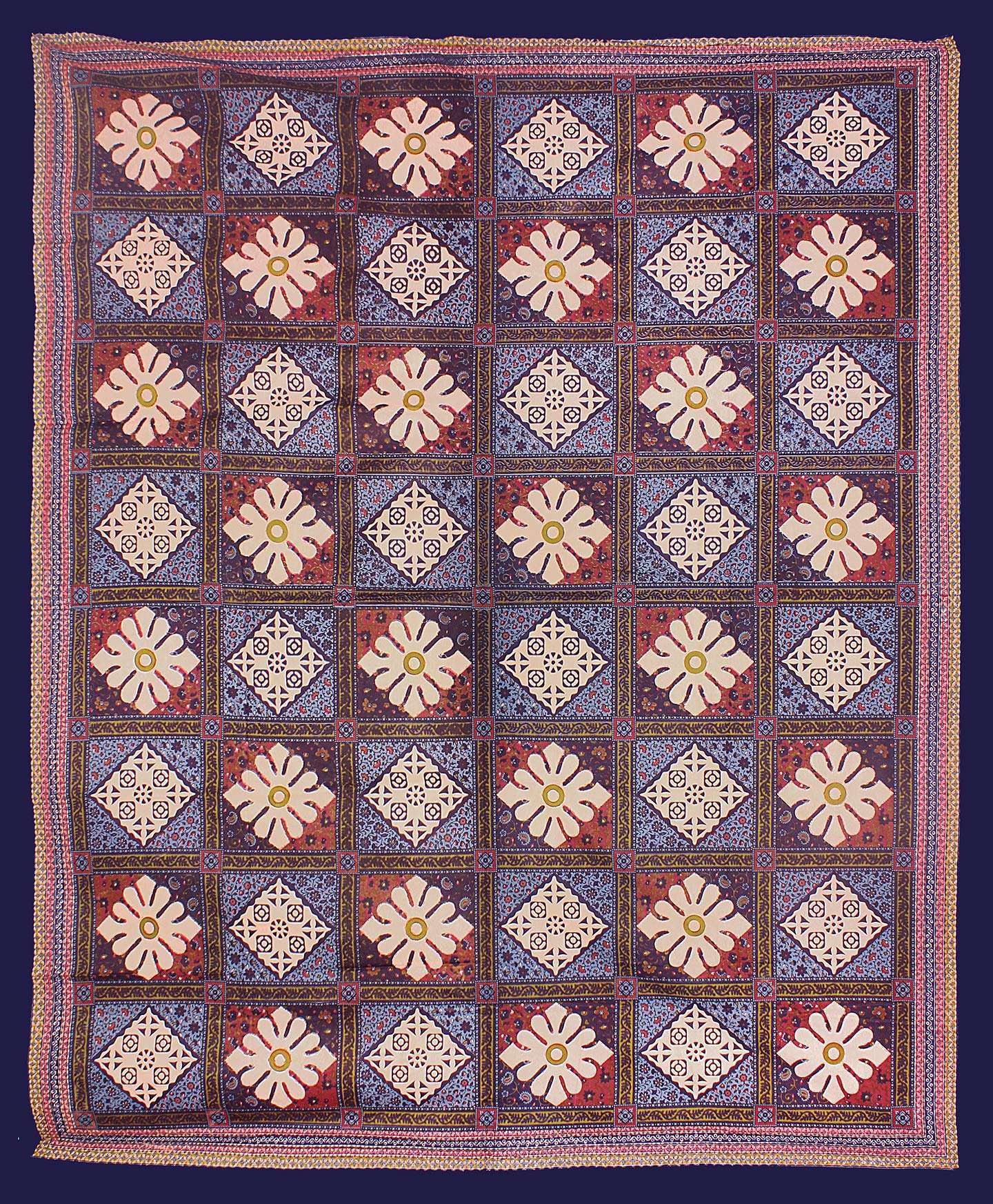 PURE COMFORT 100% Cotton Jaipuri Printed King Size Double Bedsheet with 2 Pillow Covers, Blue (PCI29414) 4