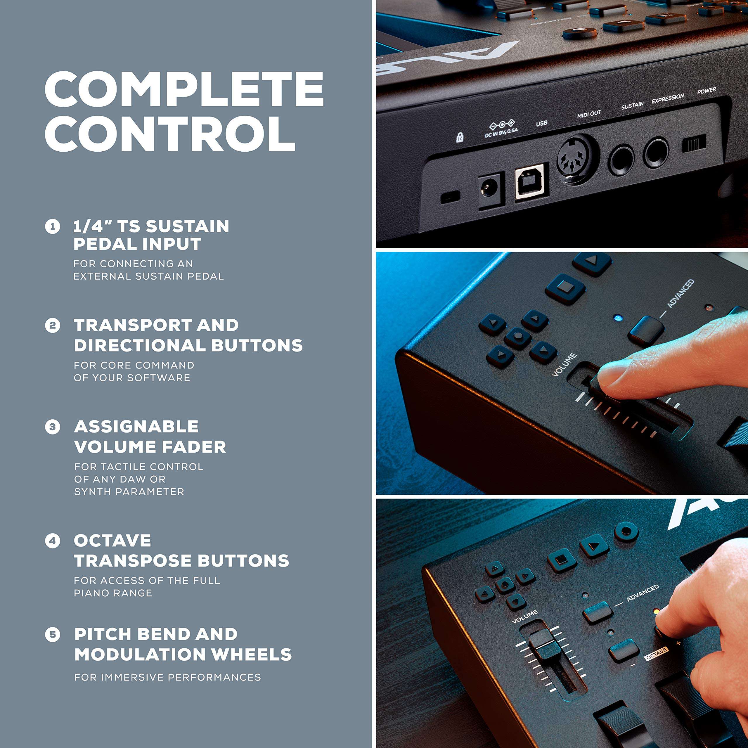 Alesis Q88 MKII - 88 Key USB MIDI Keyboard Controller & Yamaha OEM PKBX2 Double-Braced Adjustable X-Style Keyboard Stand 5