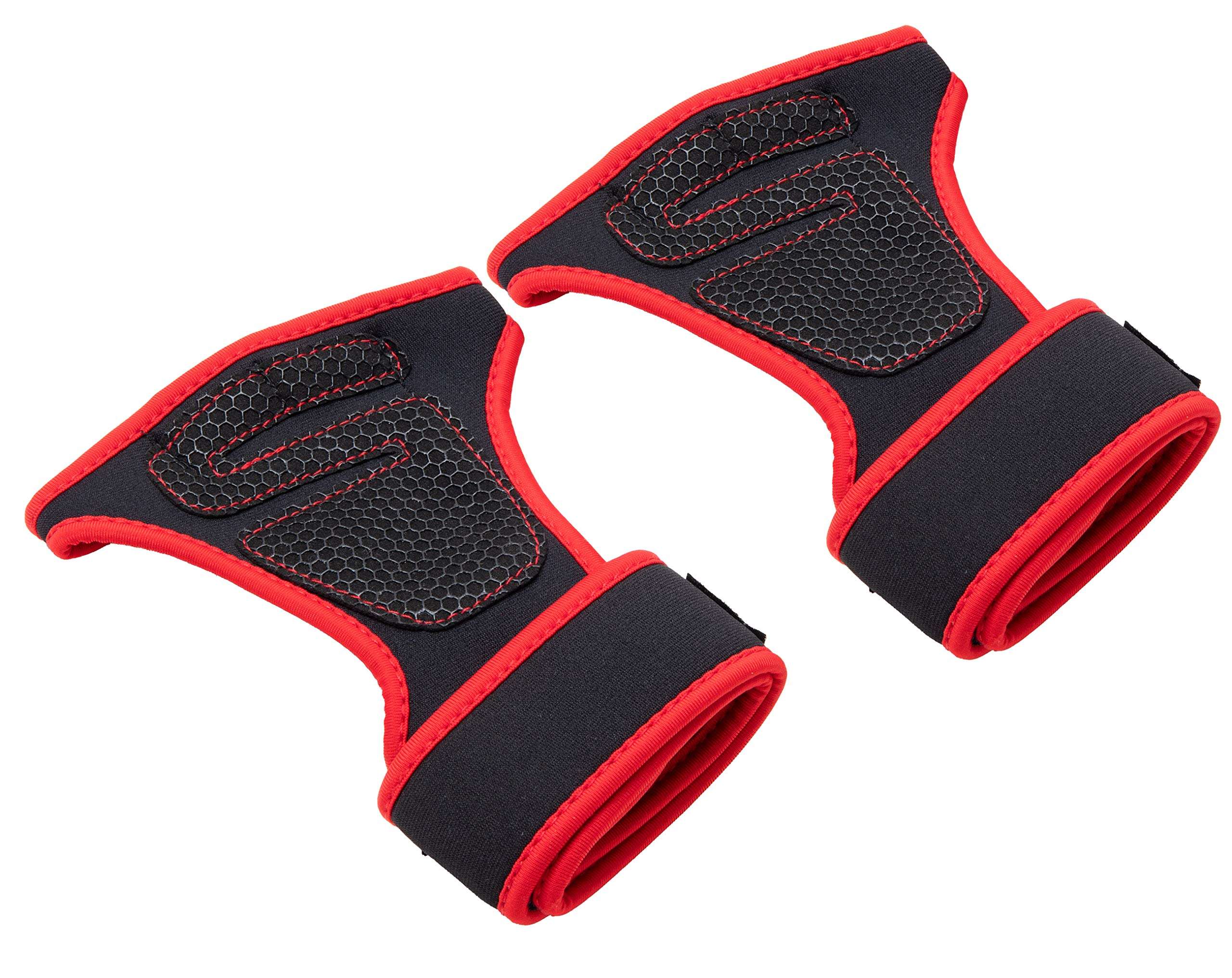 Mind Reader Pull-Up Glove Set, Secure Finger Holes, Textured Non-Slip Grip for Chin-Up Bars, Gymnastics, Circus Training, Aerial or Pole Fitness, Medium, Red 1