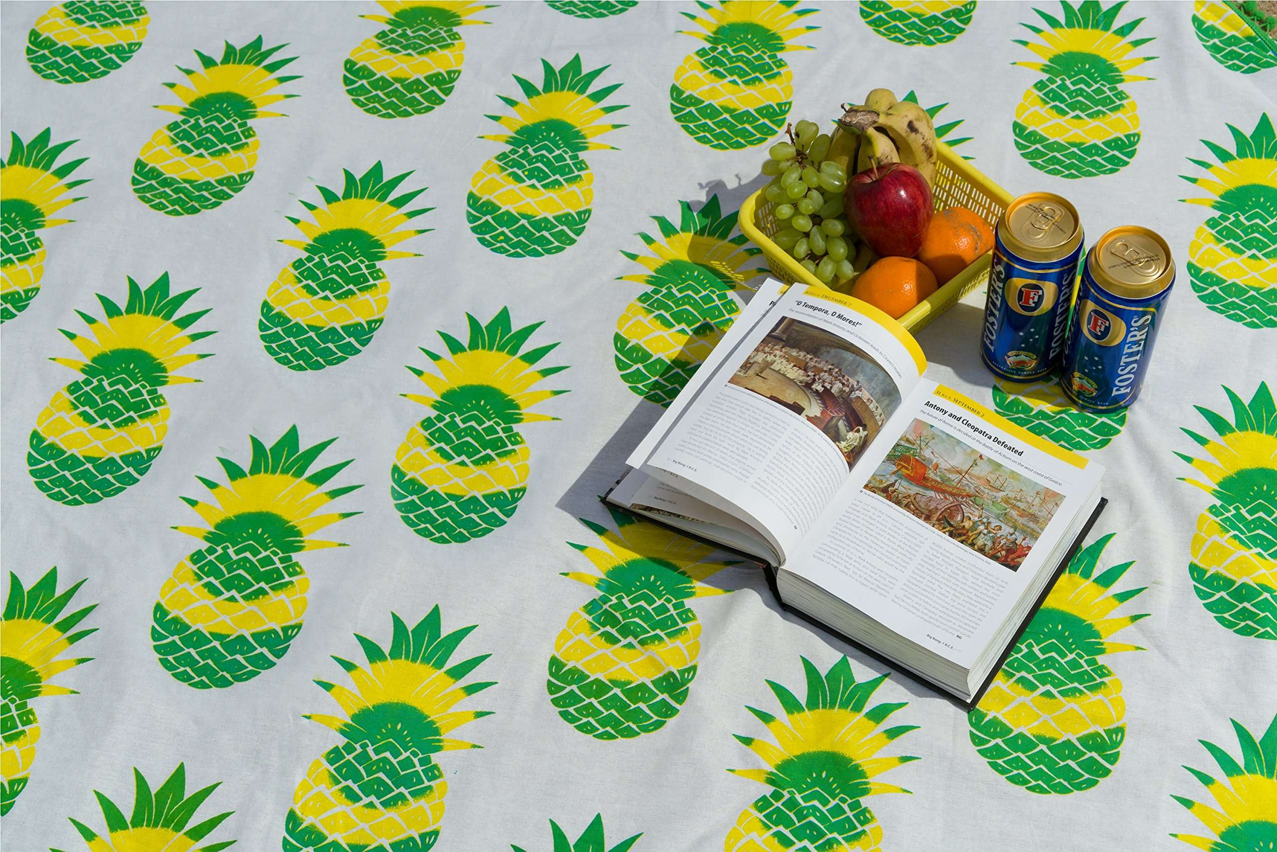 Handicraft-Palace Green Pineapple Printed Roundie Beach Picnic Mat Round Wall Hanging Tapestry Beach Throw Round 72" 3