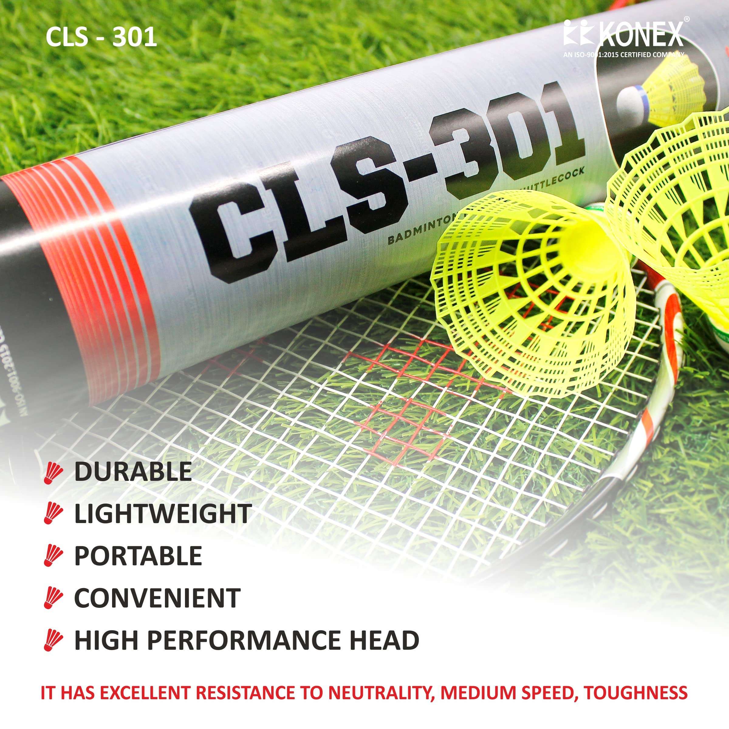 KK KONEX CLS-301 10pc Badminton Plastic Shuttlecock for Beginners and Kids-Yellow Color. 1 Tube Contains 10 Pcs 6