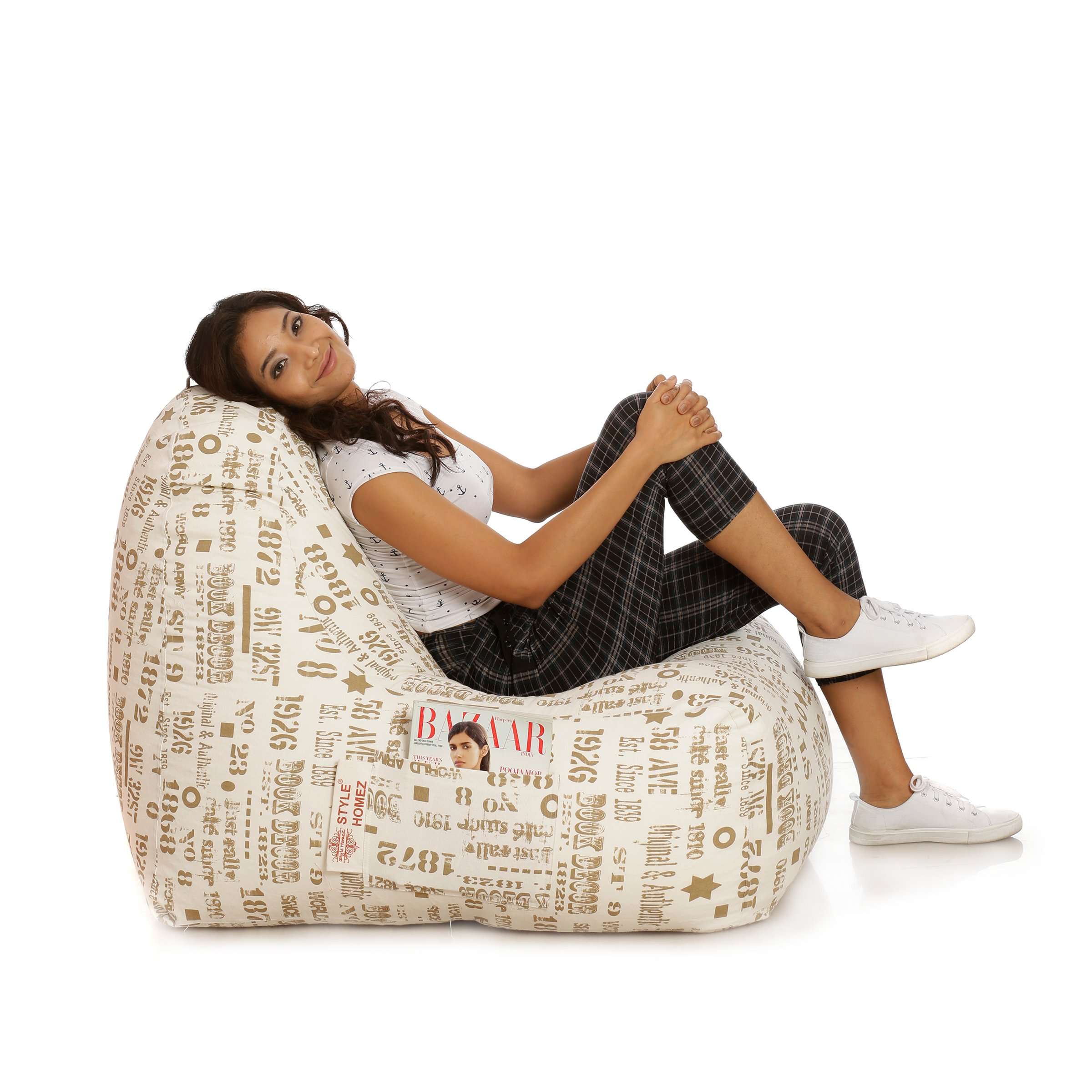 Style Homez Hackey Cotton Canvas Abstract Printed Bean Bag XXL Size Cover Only 6