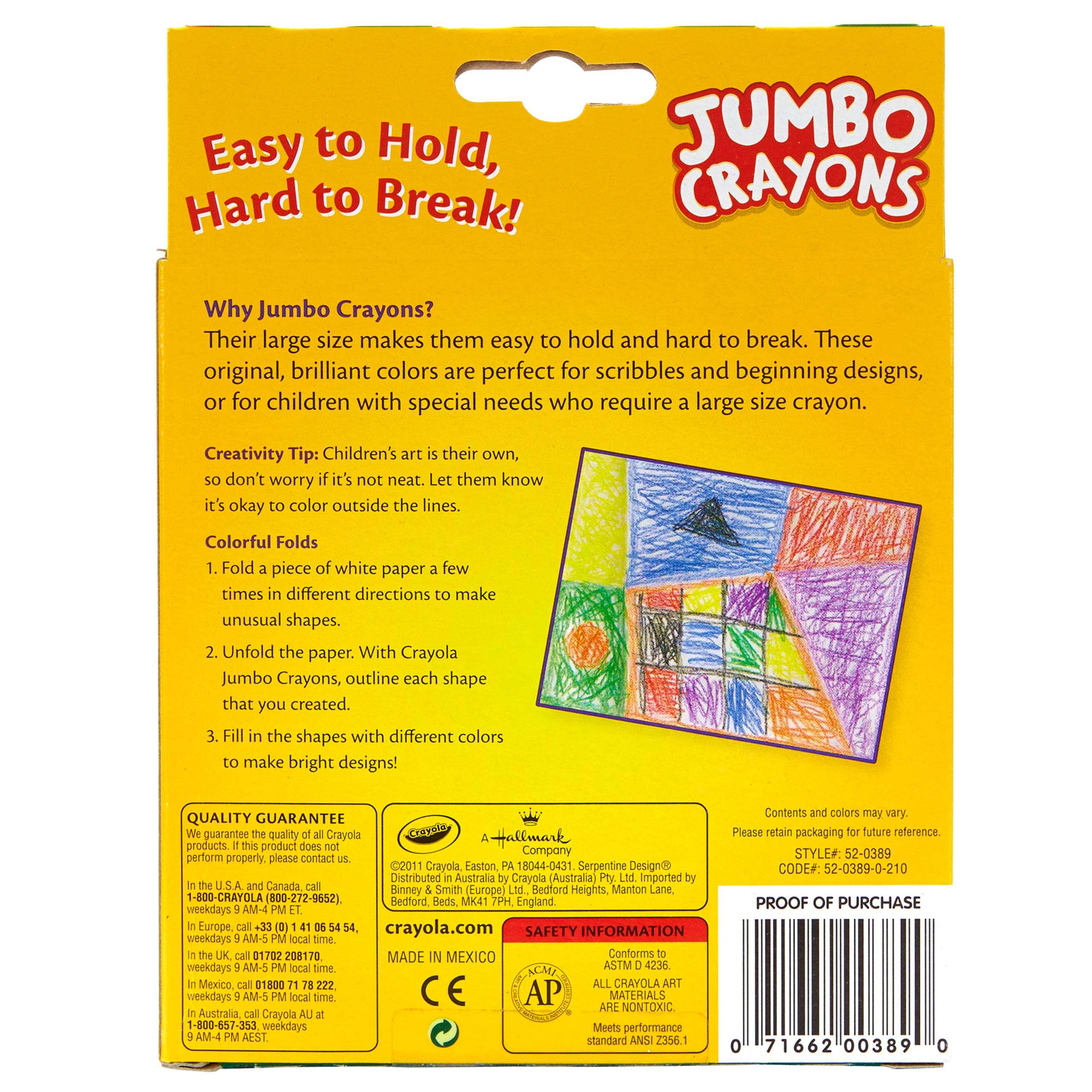 CRAYOLA Jumbo Crayons - 8 Ct, Pack of 1, Assorted 6