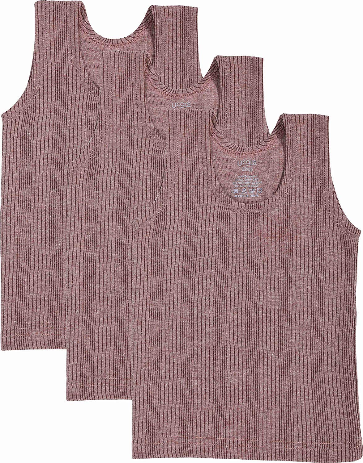 UCARE Cut Sleeve/Sleeveless Thermal Top for Kids Boys and Girls Kids Inner Wear Baniyan Unisex Printed Cotton Baby (Unisex) Winter wear Set (KV-305-Packof3) (Coffee, 10-11 Years) 1