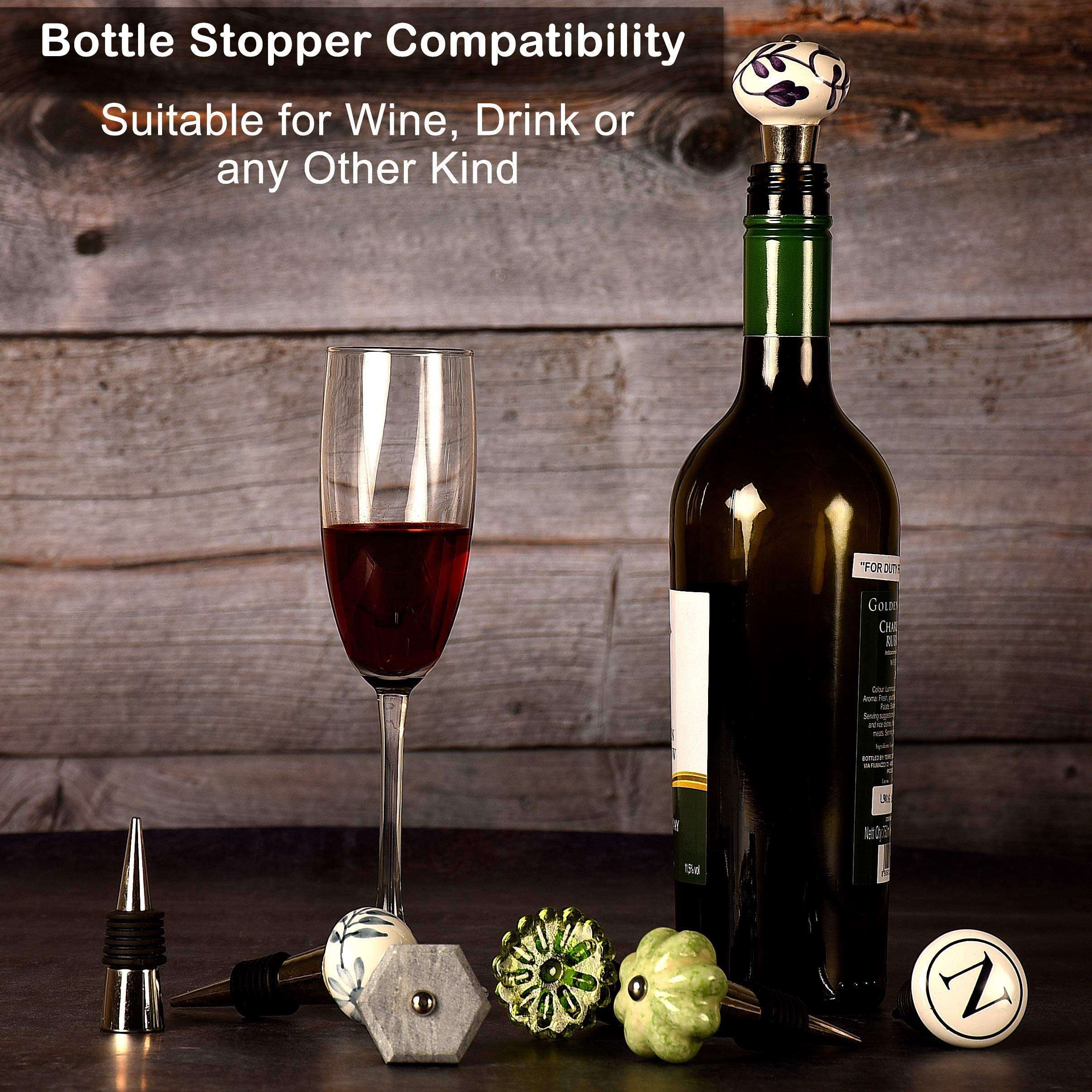 Indian-Shelf Bottle Cork | Wood Wine Stopper | Square Bottle Caps for Glass Bottle | Bar Set for Home | Wine Box for Gifting [Green, 1 Pack] 5