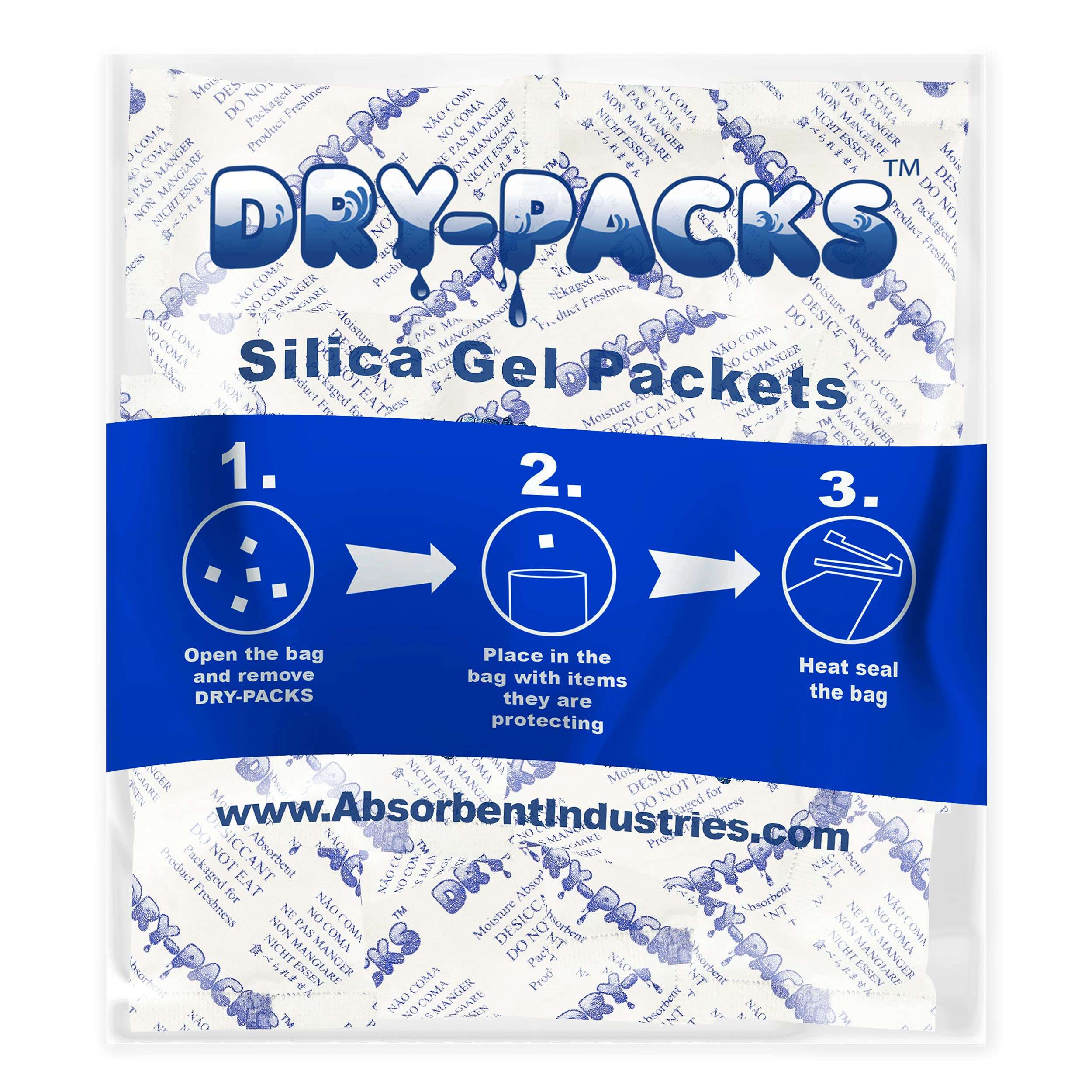 Dry-Packs Industries Silica Gel in Tyvek Rechargeable Dehumidifier Absorbs Moisture 10 gram 30PK, 30-Pack, White, 30 Count 1