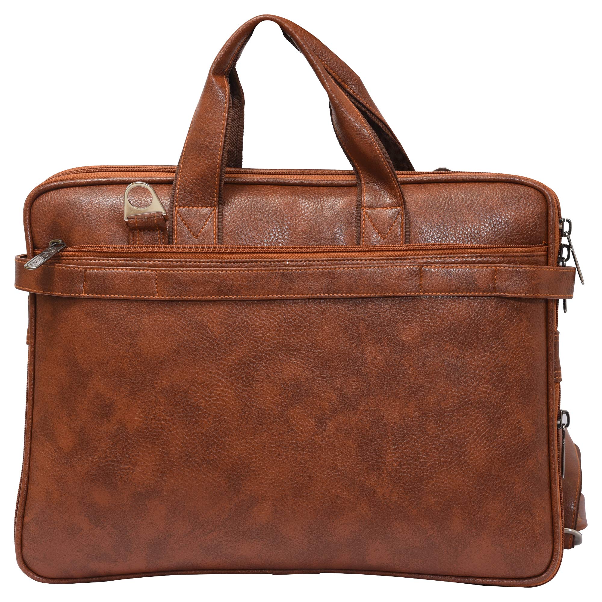 Blowzy Bags PU Leather 14 inch Laptop Expandable Shoulder Messenger Sling Office Bag for Men & Women – (40 x 29 x 6 cm, (Tan) 2