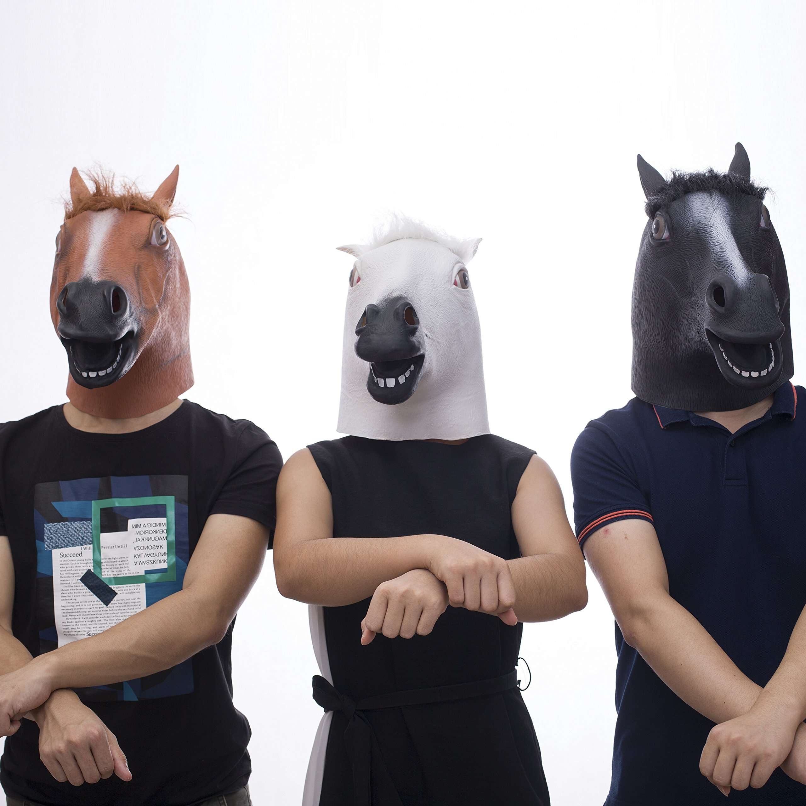 molezu Horse Mask, Creepy Horse Mask, Rubber Latex Animal Mask, Novelty Halloween Costumes, Brown Horse 6