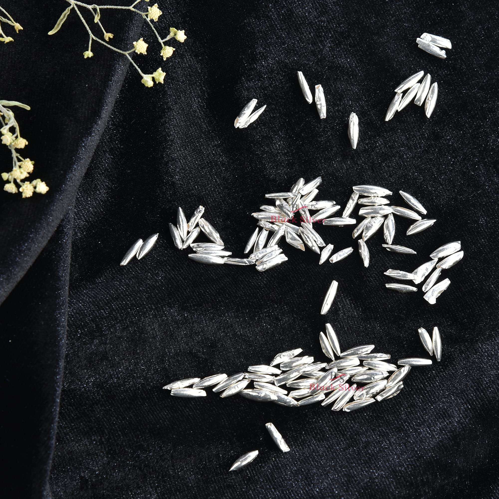 Black Silver 925 Pure Silver 108 Rice/Chawal Ke Daane for Home Decor, Pooja, Gift Purpose & Donation 4