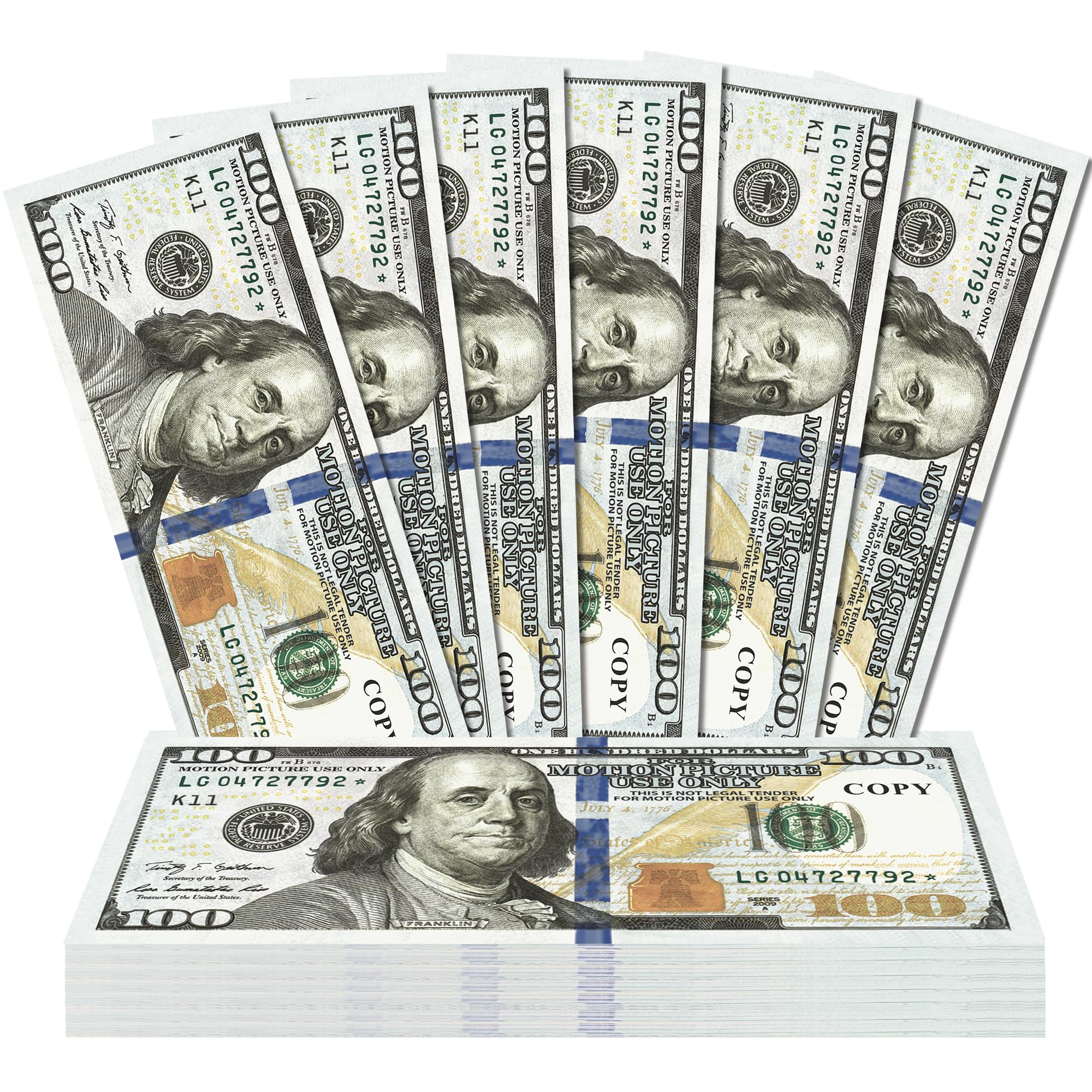 Alagoo 100 PCS Fake Money for Kids Pretend Play - Play Money for Teaching, Prop Money for Board Game, Movie, Magic