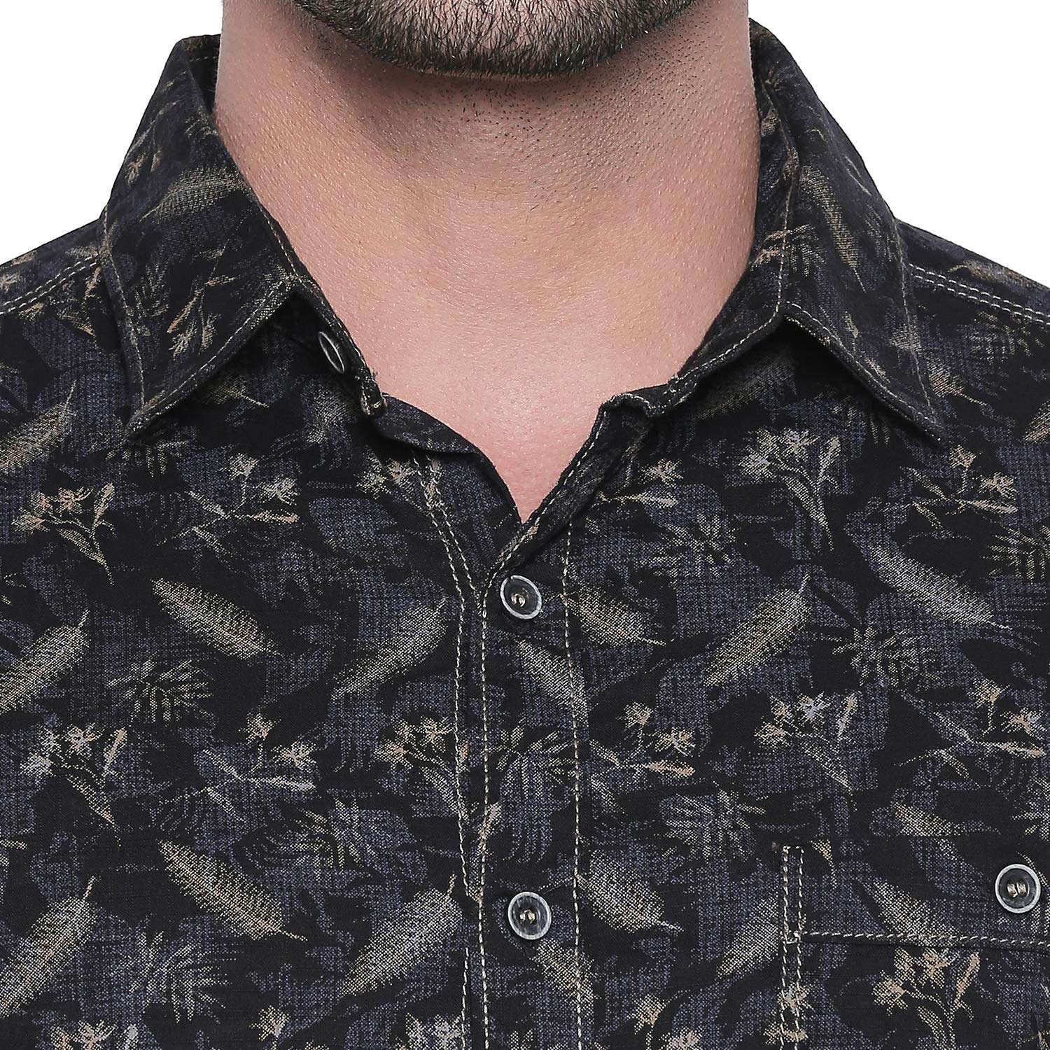 MUFTI Navy Full Sleeves Floral Printed Shirt 5