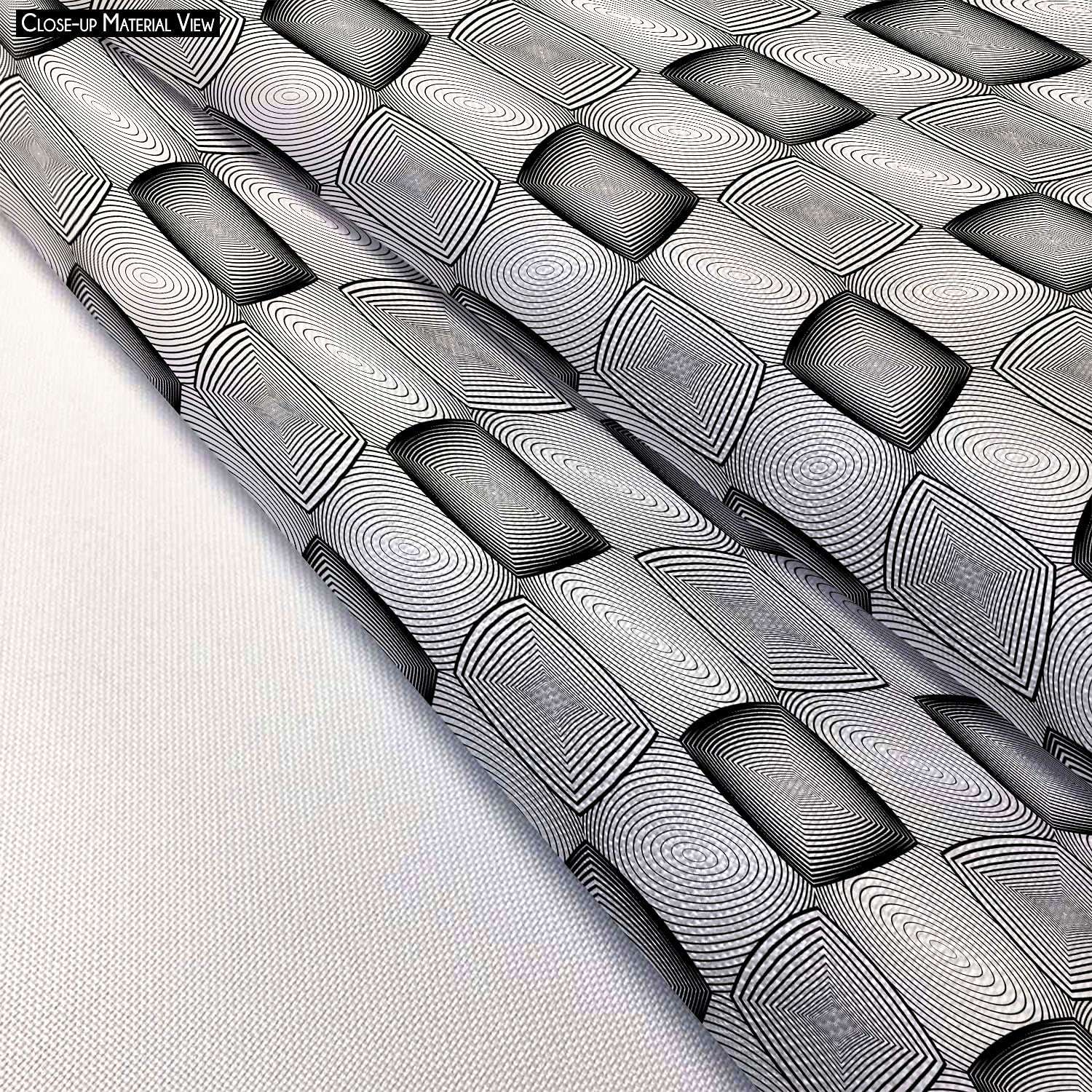 ArtzFolio Monochrome Squares | Table Cloth Cover for Dining & Center Table | Cotton Canvas Fabric | 4-Seater Table; 42 inch (107 cms) Diameter 5