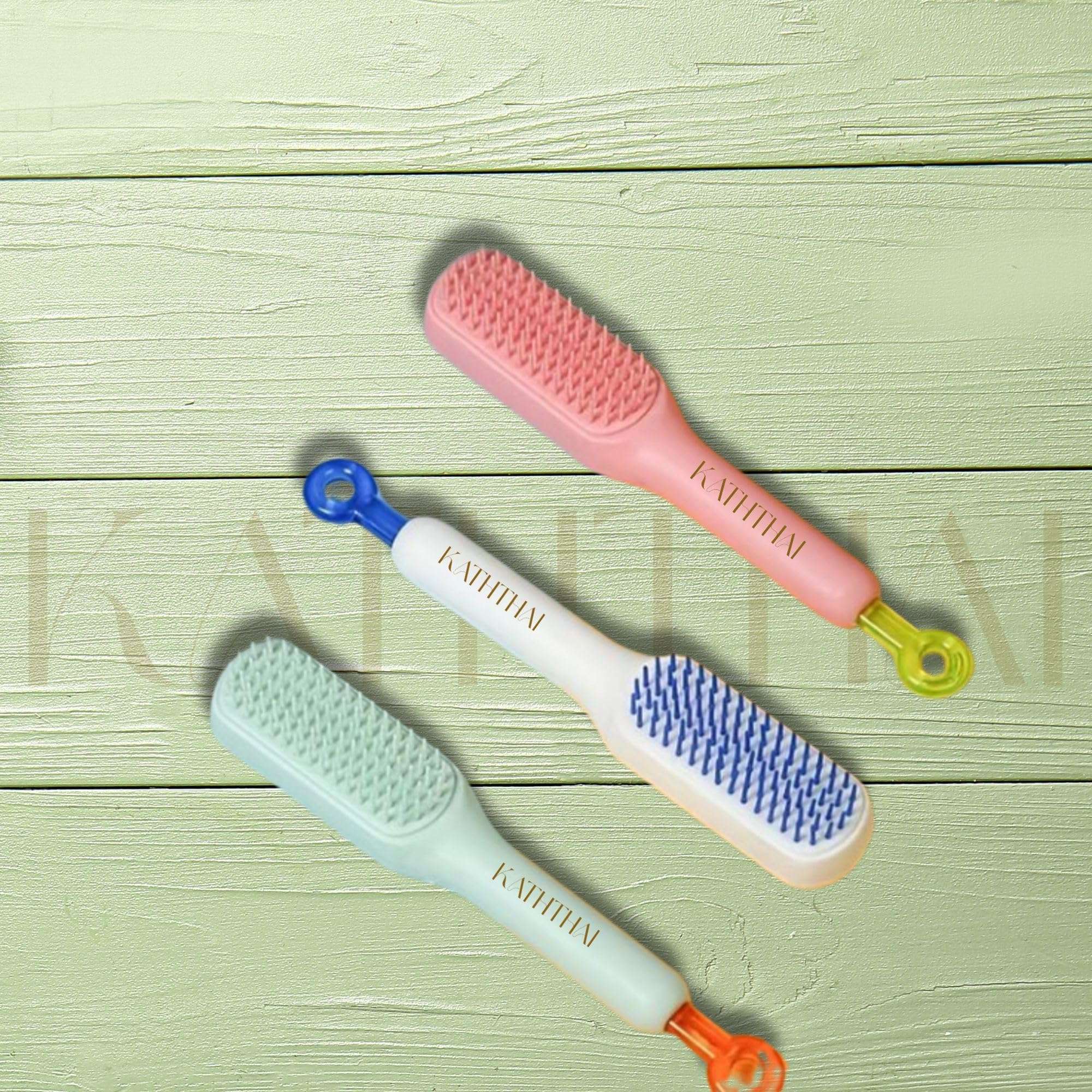 Self-Cleaning Hair Brush Comb Set for Men and Women, Comb for Curly Hair, Hair Styling, and Straightening – Premium Hair Comb Brush, Comb for Kids Hair, Self-Cleaning Comb for Men & Women, Hairbrush Curly Hair Setting Comb (Multicolor) 4