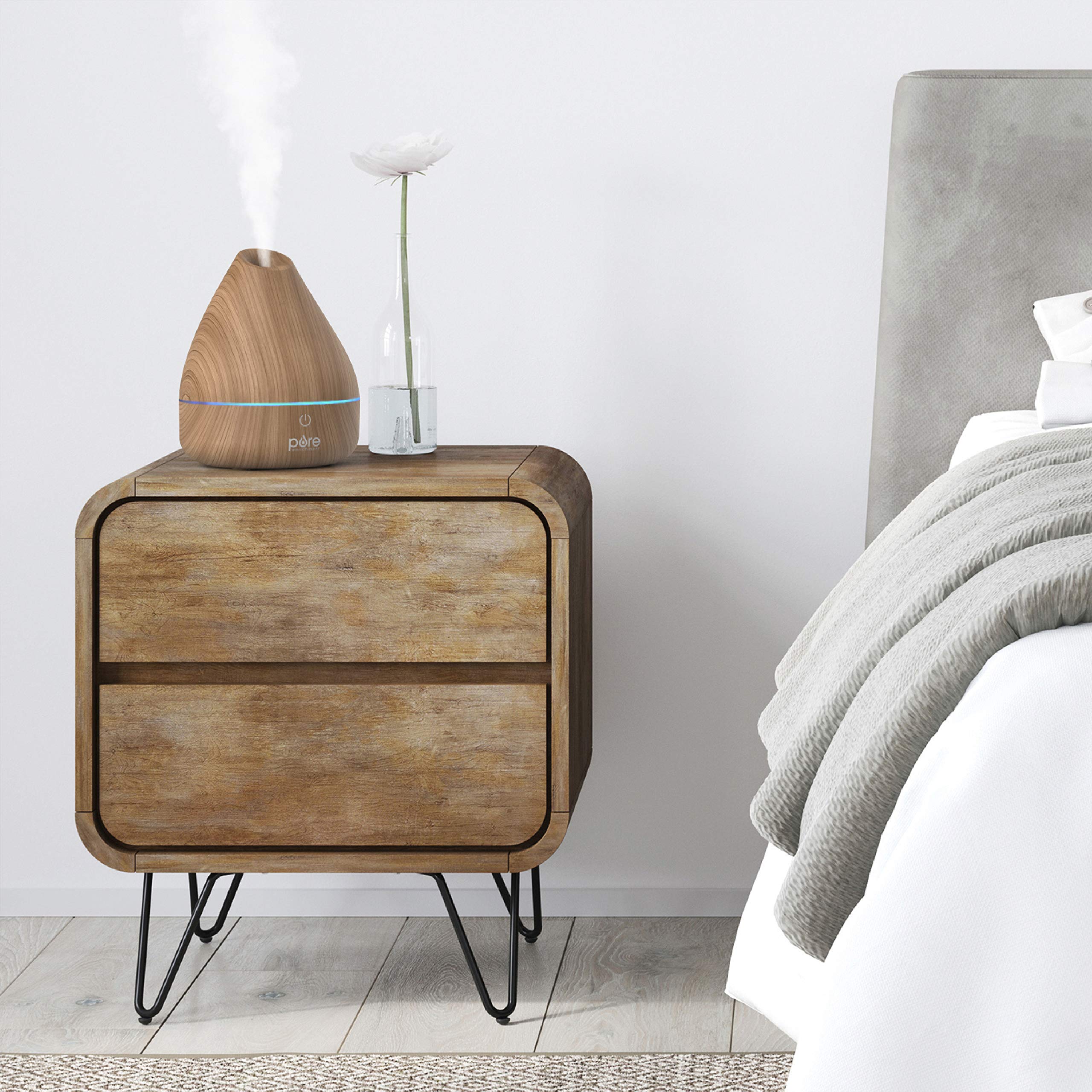 Pure Enrichment PureSpa Natural Aromatherapy Oil Diffuser (Natural) - Ultrasonic Air Deodorizer with 200ml Water Tank, Wood-Grain Accents, Soft Color-Changing Lights, and Auto Safety Shut-Off 6