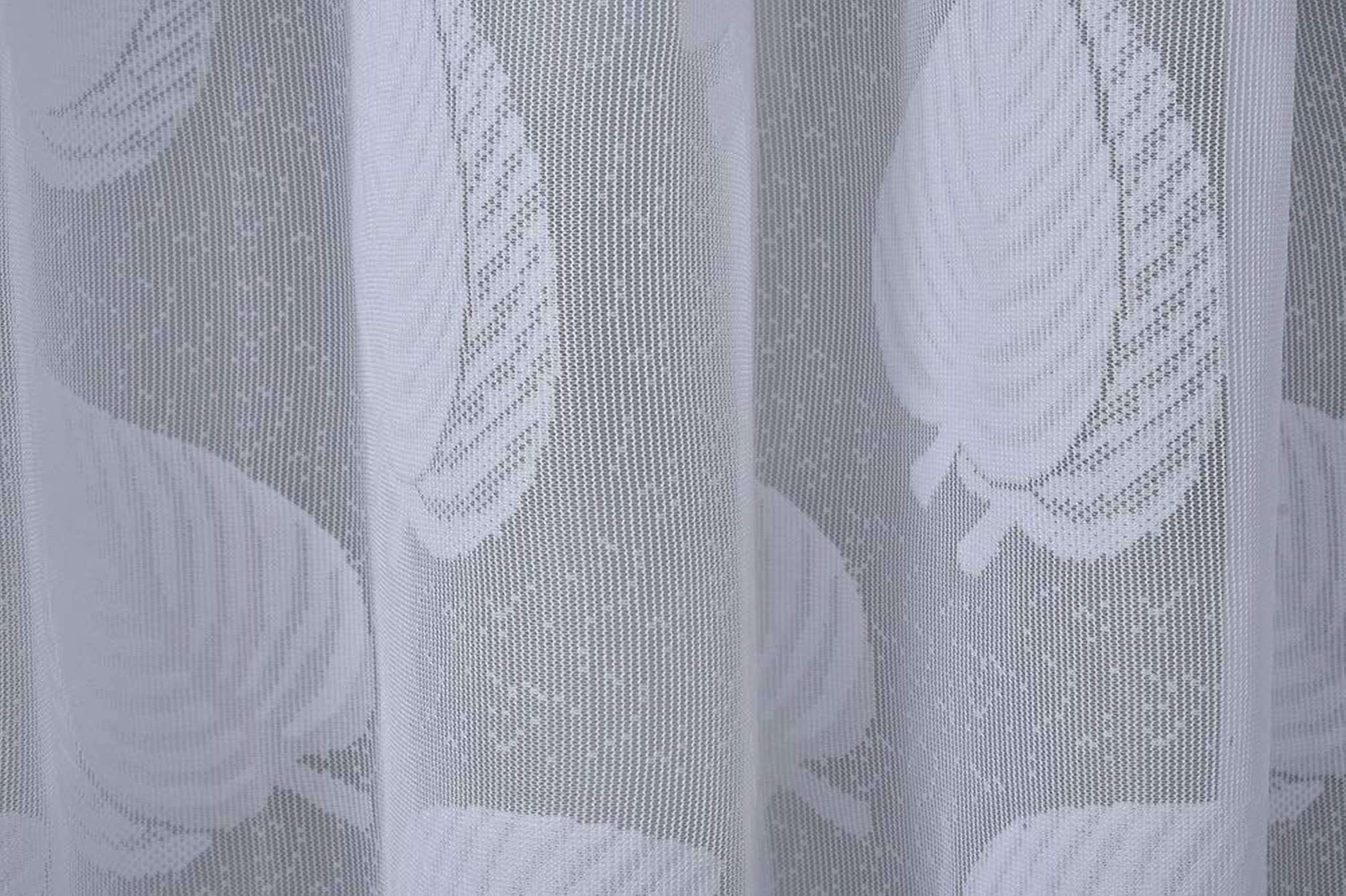 HOME UTSAV 2 Piece Transparent Sheer Leaf Net Curtains for Long Door 8 Feet, White 4