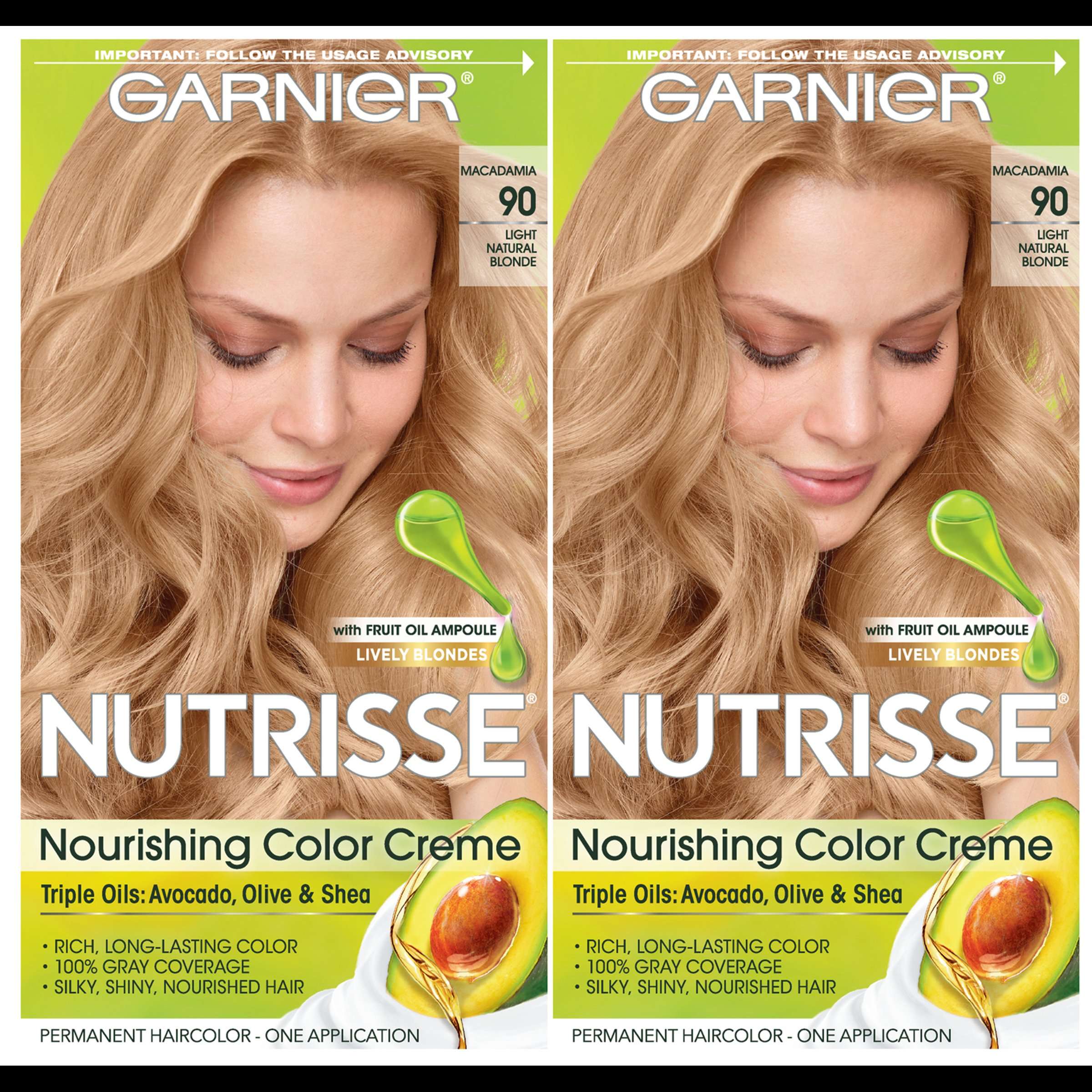 Garnier Hair Color Nutrisse Nourishing Creme, 90 Light Natural Blonde (Macadamia), 2 Count 1