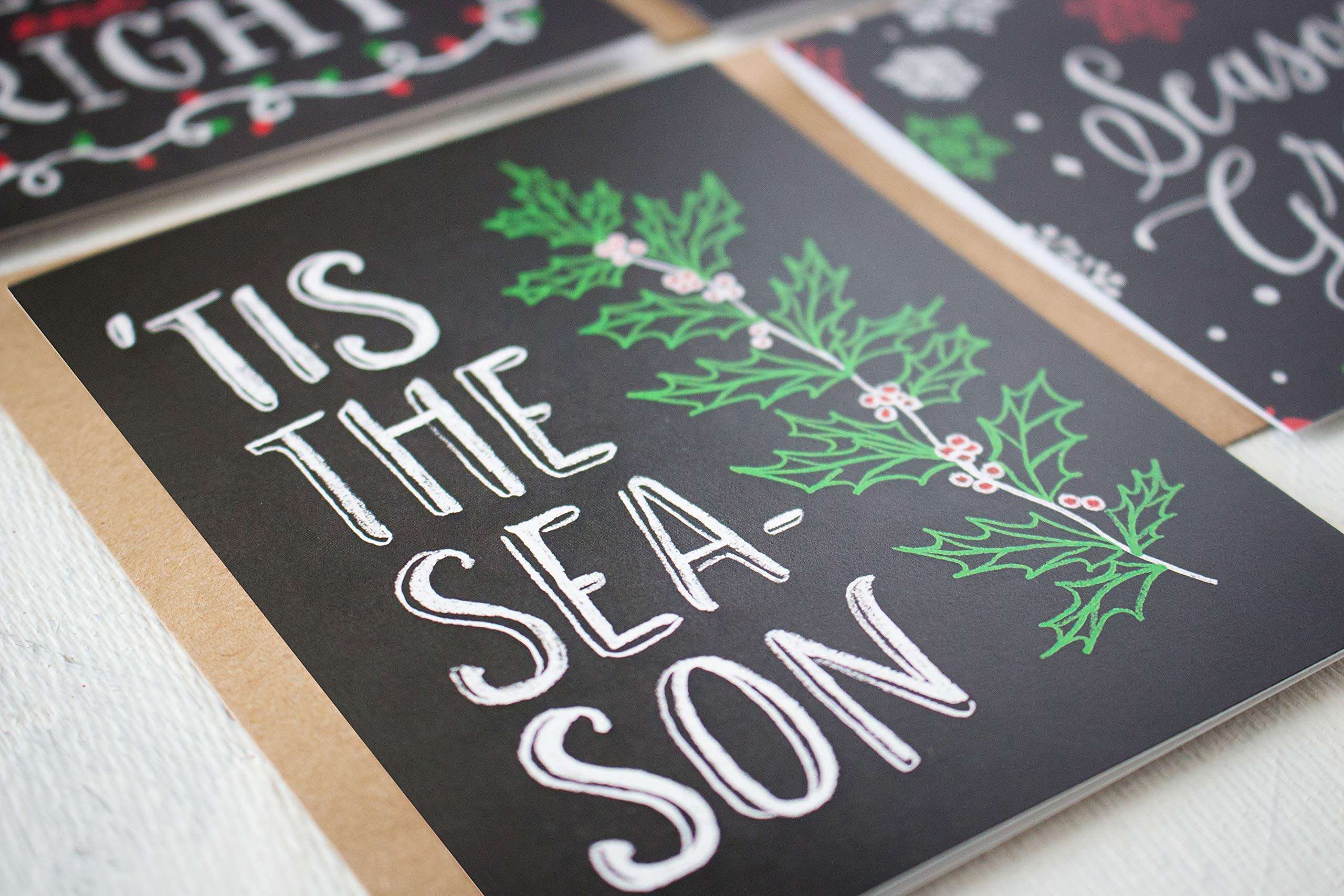Christmas Cards Boxed Set: Chalk Art Holiday Card Pack (Premium Christmas Card Box Set + Kraft Envelopes) - 4 Unique Assorted Chalkboard Designs - Proudly Made in The USA by Palmer Street Press (36) 4