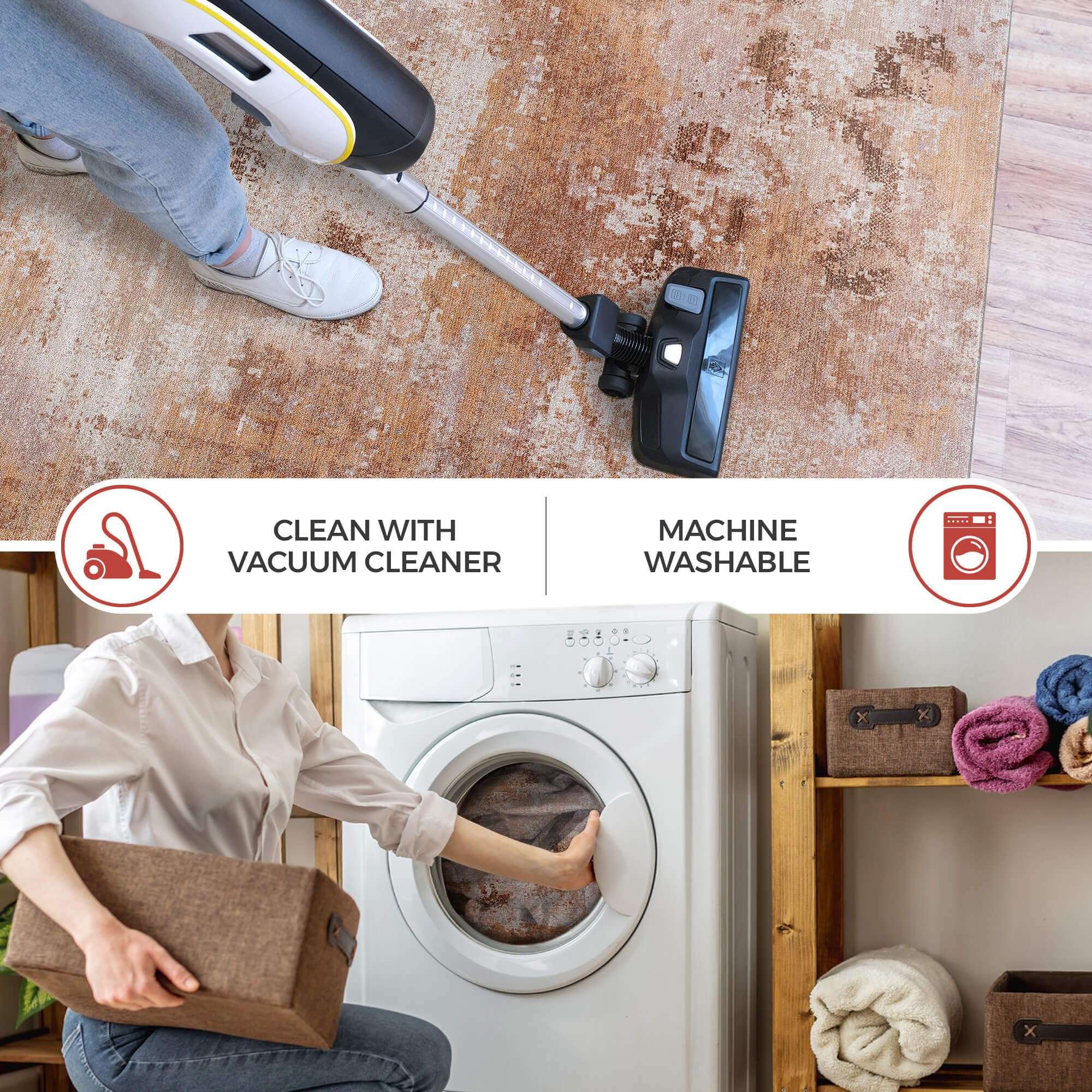 Luul Home Non Slip Rugs 2x3 Modern Abstract Easy Silk Rubber Backing Soft Entryway Area Rug for Door Mat Easy to Clean Non Shedding Kitchen for Bedroom Indoor Carpet (Beige - Brown, 2x3) 5