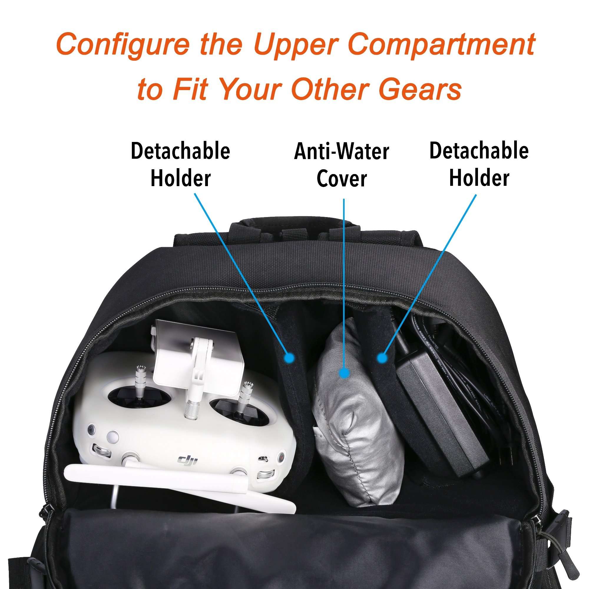 Lykus DBP-100U Water Resistant Travel Backpack for DJI Phantom 4 / 4 Pro and Phantom 3 3