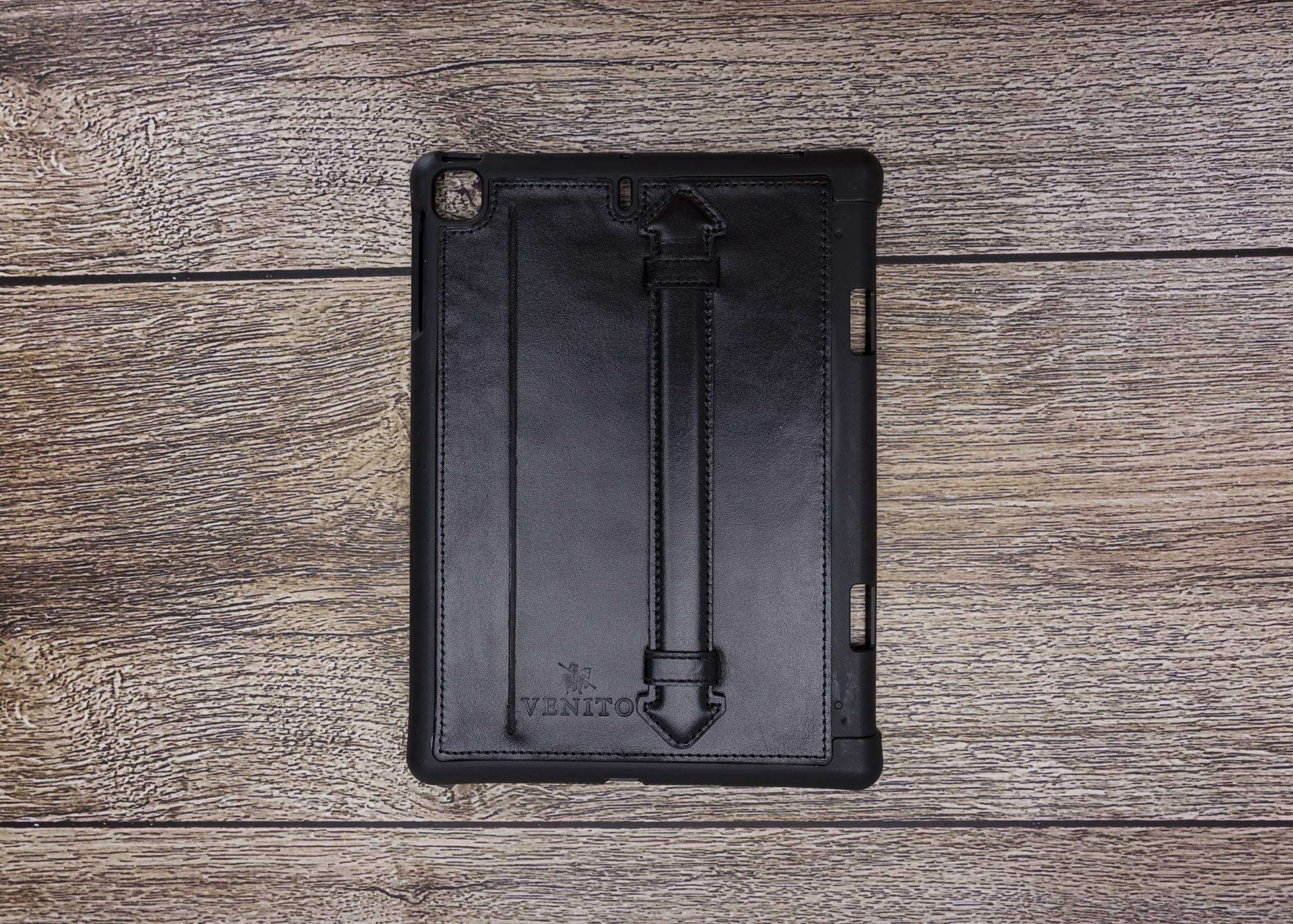 Venito Lecce Leather Wallet Case Compatible with iPad mini 5 (5th Generation), 2019 - Flex Handle Tablet Wallet - Rustic Black 3