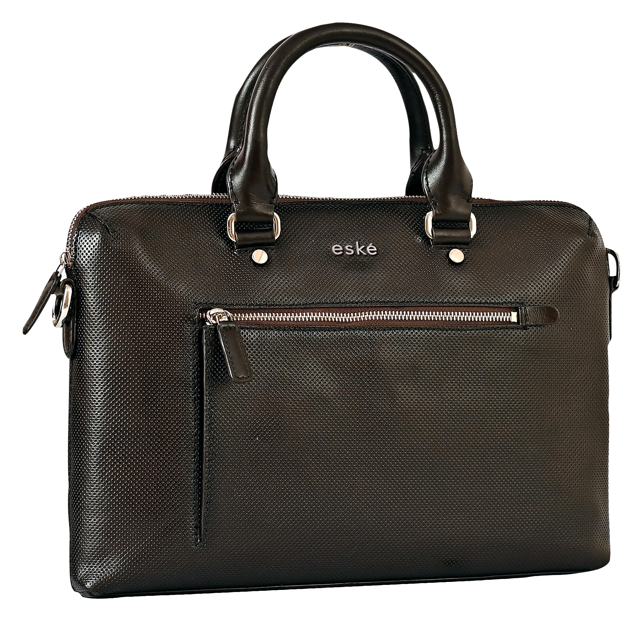 eske Indulf 13" Genuine Leather Laptop/Macbook Bag for Men, Women | Office Bag | Laptop Messenger Bag with Shoulder Strap | Spacious Compartment | Water Resistant 3