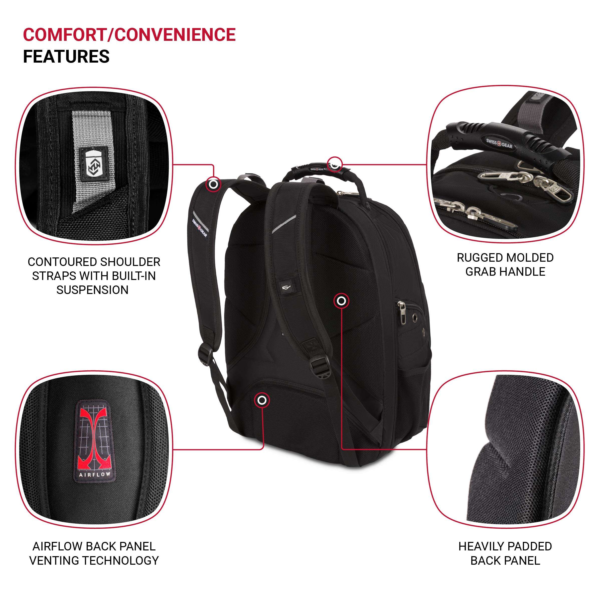 Swiss Gear SA1923 Black TSA Friendly ScanSmart Laptop Backpack - Fits Most 15 Inch Laptops and Tablets 2