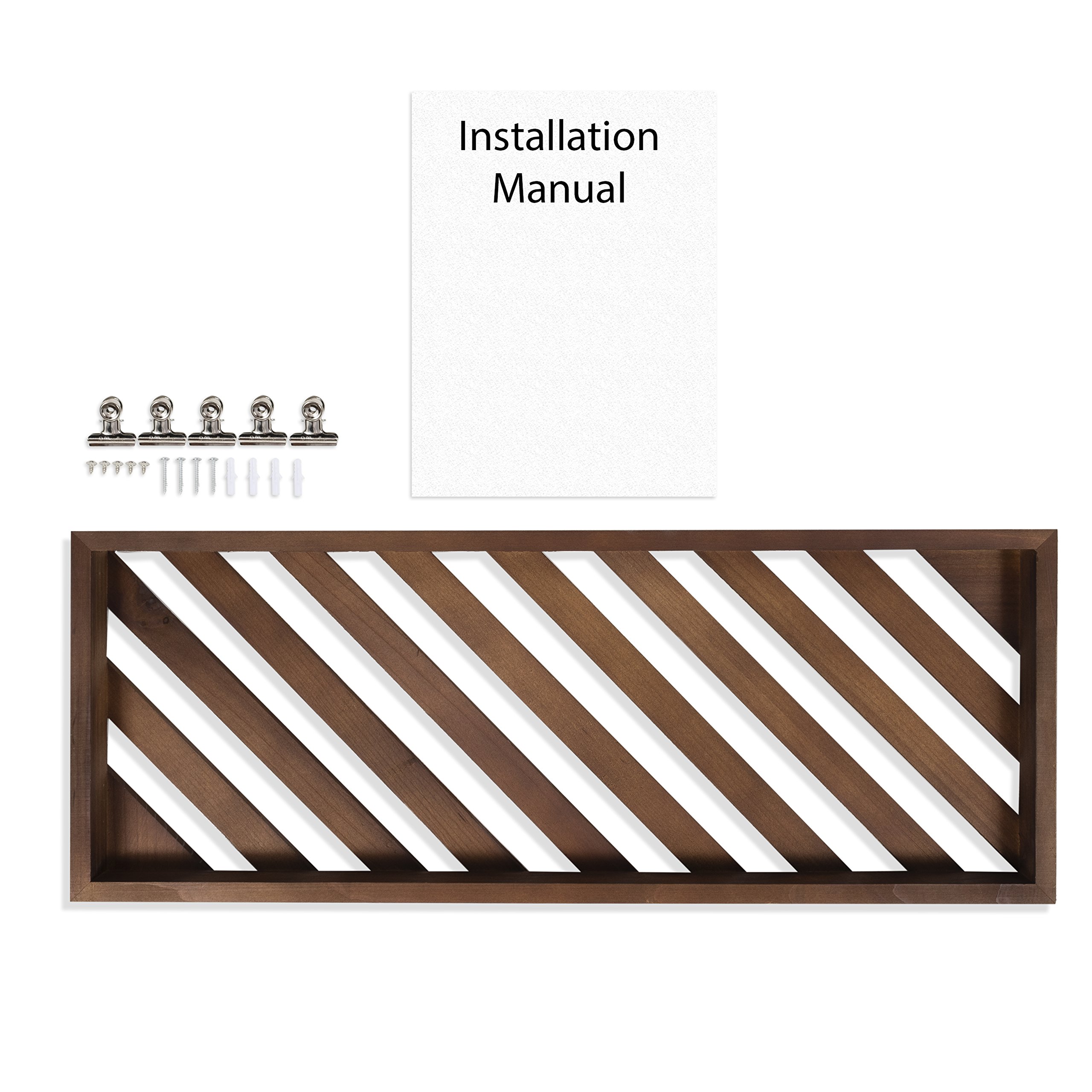 brightmaison Rustic Wood Picture Photo Display Clip Board with Clips 23 Inch Wall Decor Collage Artworks Prints Multi Pictures Hanging Organizer (Walnut) 6