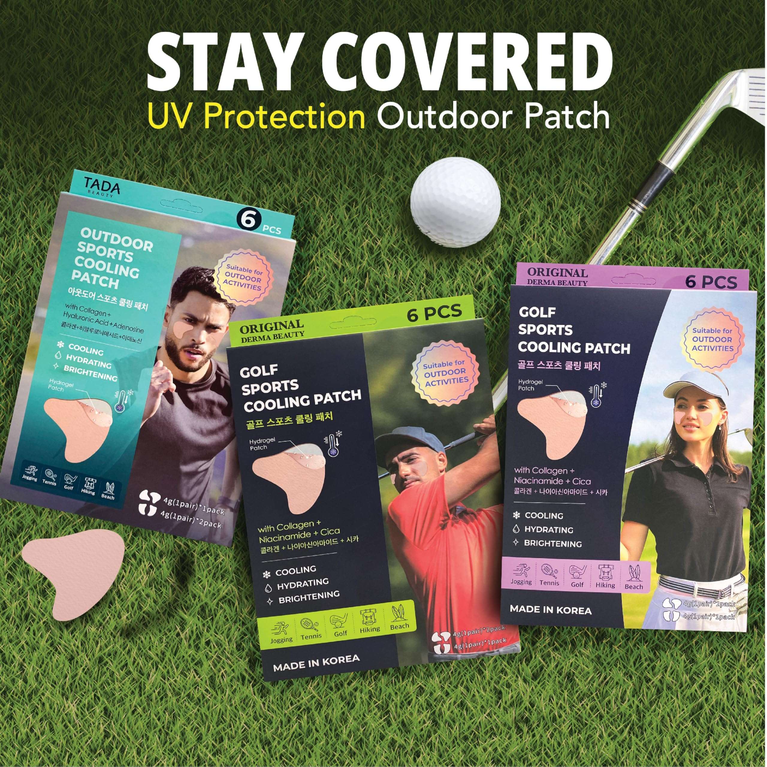Sun Patch 4PK, Reusable Under Eye UV Protection for Golf, Hiking, Driving, Outdoor Sports | Cooling Sunblock Patches, Scar & Sun Damage Protection, Mother's Day Gift (Women 4PK) 4