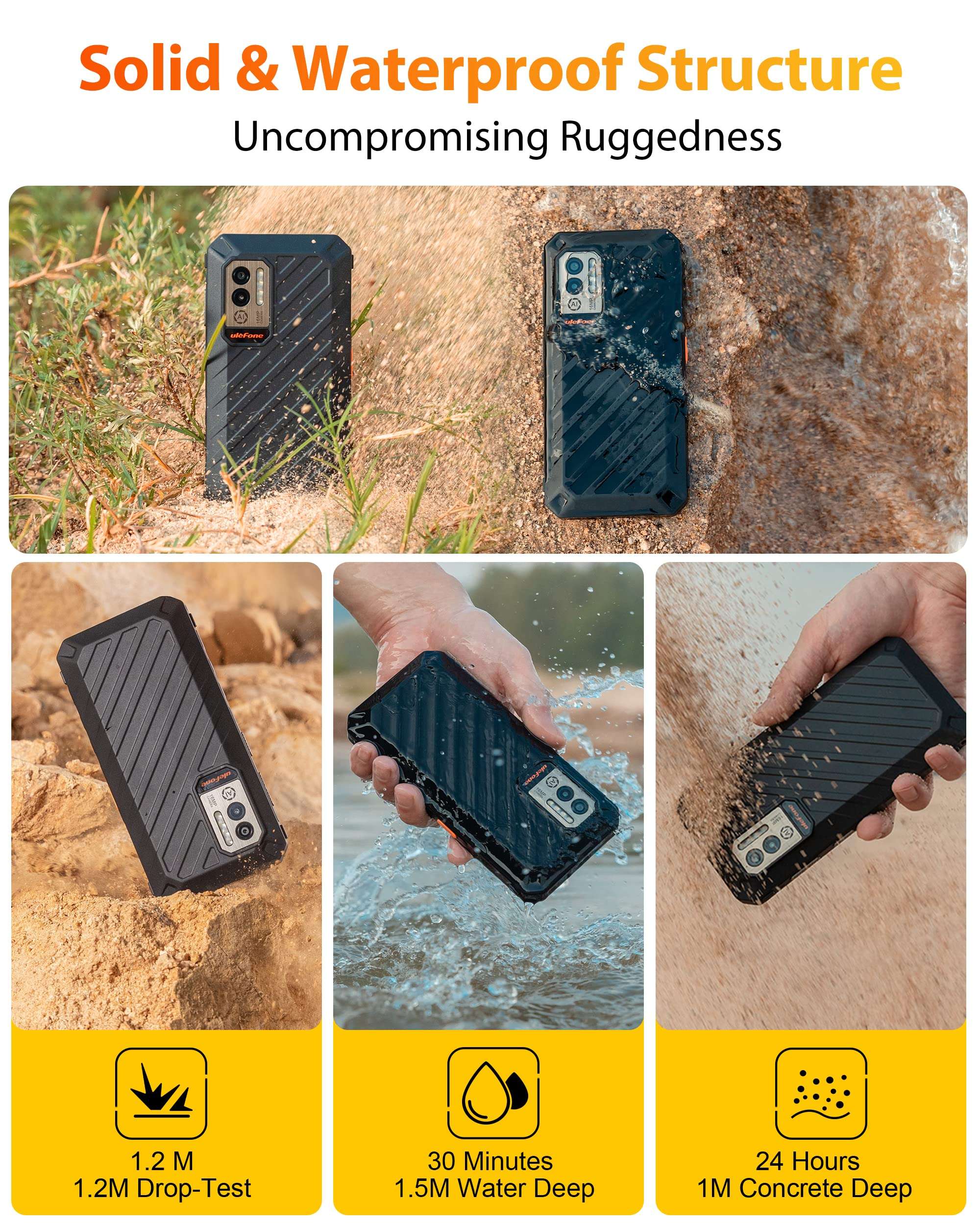 Ulefone Power Armor X11 Pro & Case Rugged Smartphones Unlocked, IP69K Waterproof Phone, 8150mAh Battery, Android 12, 8-Core 8GB+64GB, 16MP AI Camera, 5.45'' HD+, 3-Card Slots, Dual 4G, GPS, NFC 5