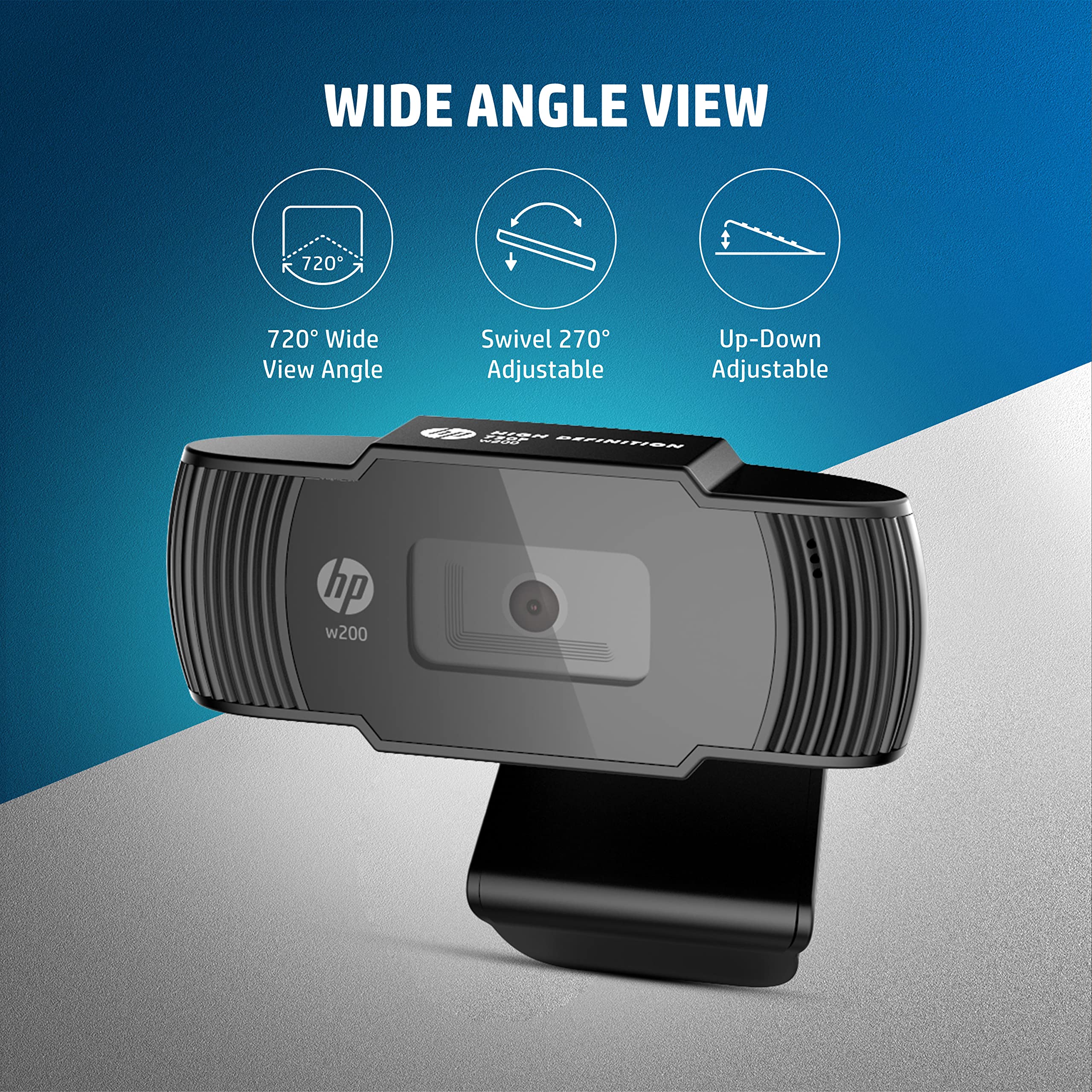 HP w200 HD 720P 30 FPS Digital Webcam with Built-in Mic, Plug and Play Setup & 32GB Class 10 MicroSD Memory Card (U1 TF Card 32GB) 5