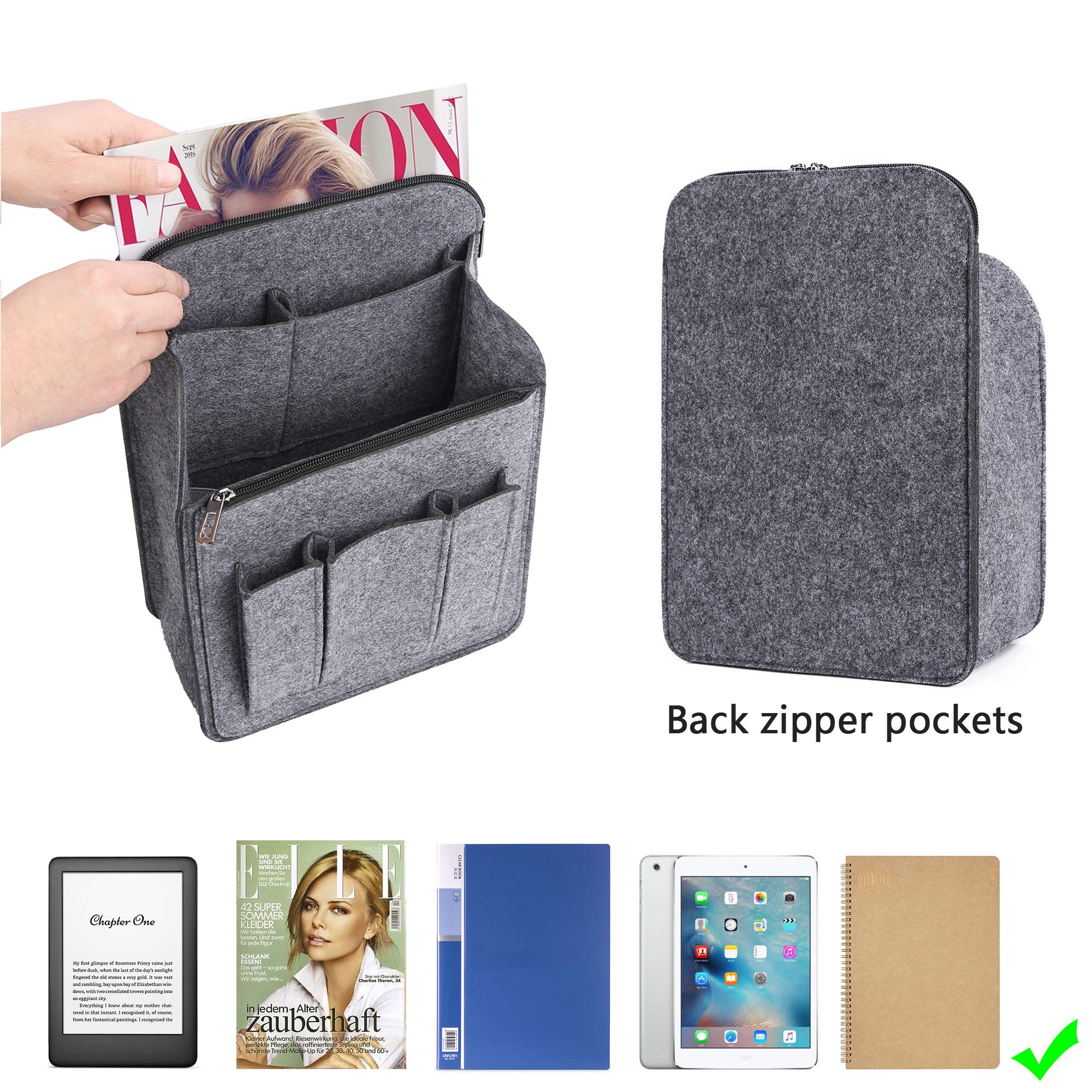 Yoillione Felt Backpack Organizer Insert for Women and Men, Large Travel Rucksack Insert with High Capacity, Lightweight Bag Organizer with Zipper Pockets 5