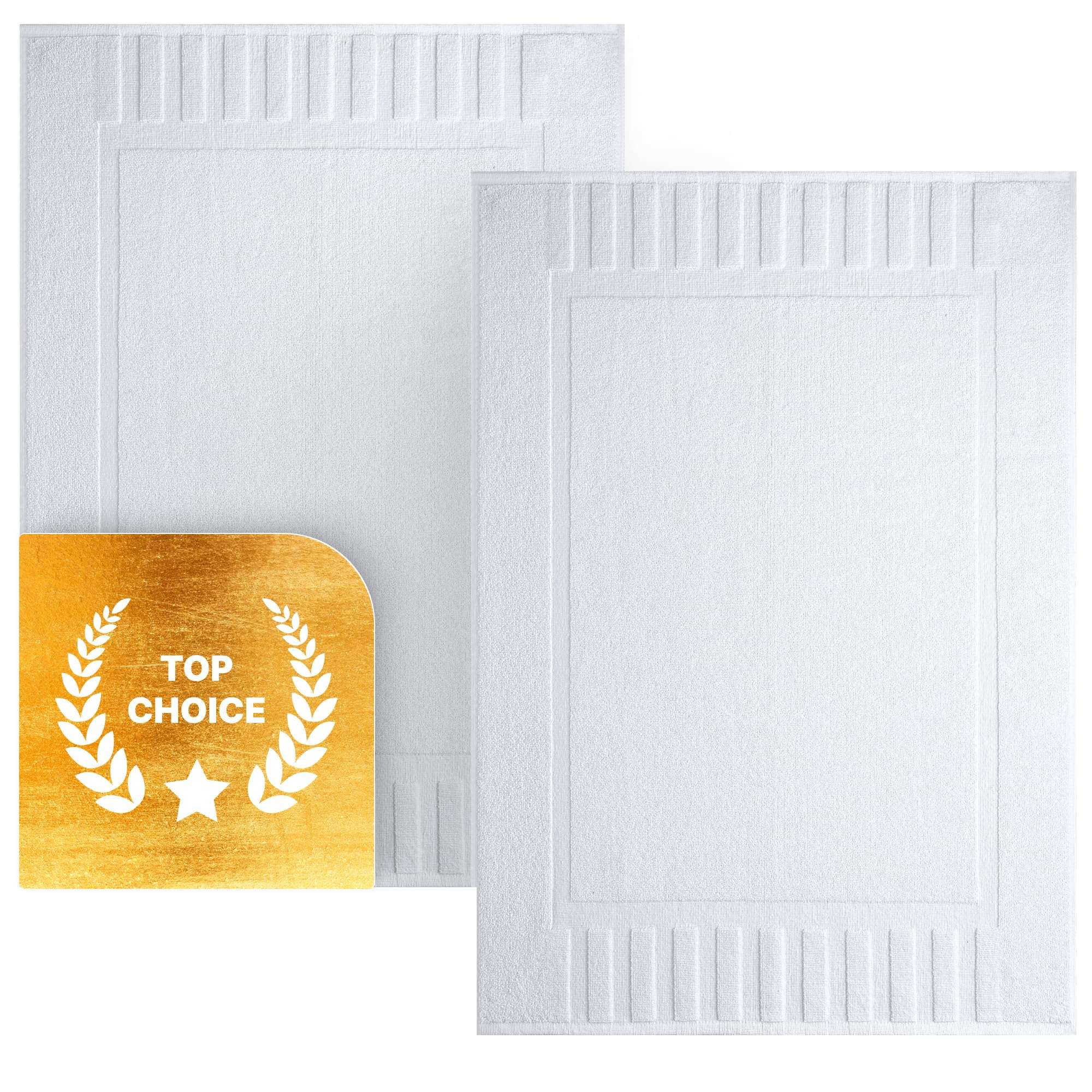 White Classic 2 Luxury White Bath Mats 22 x 34 and 12 Luxury White Washcloths 13 x 13 | Cotton, Highly Absorbent and Quick Dry for Hotels, Spa and Bathroom 3