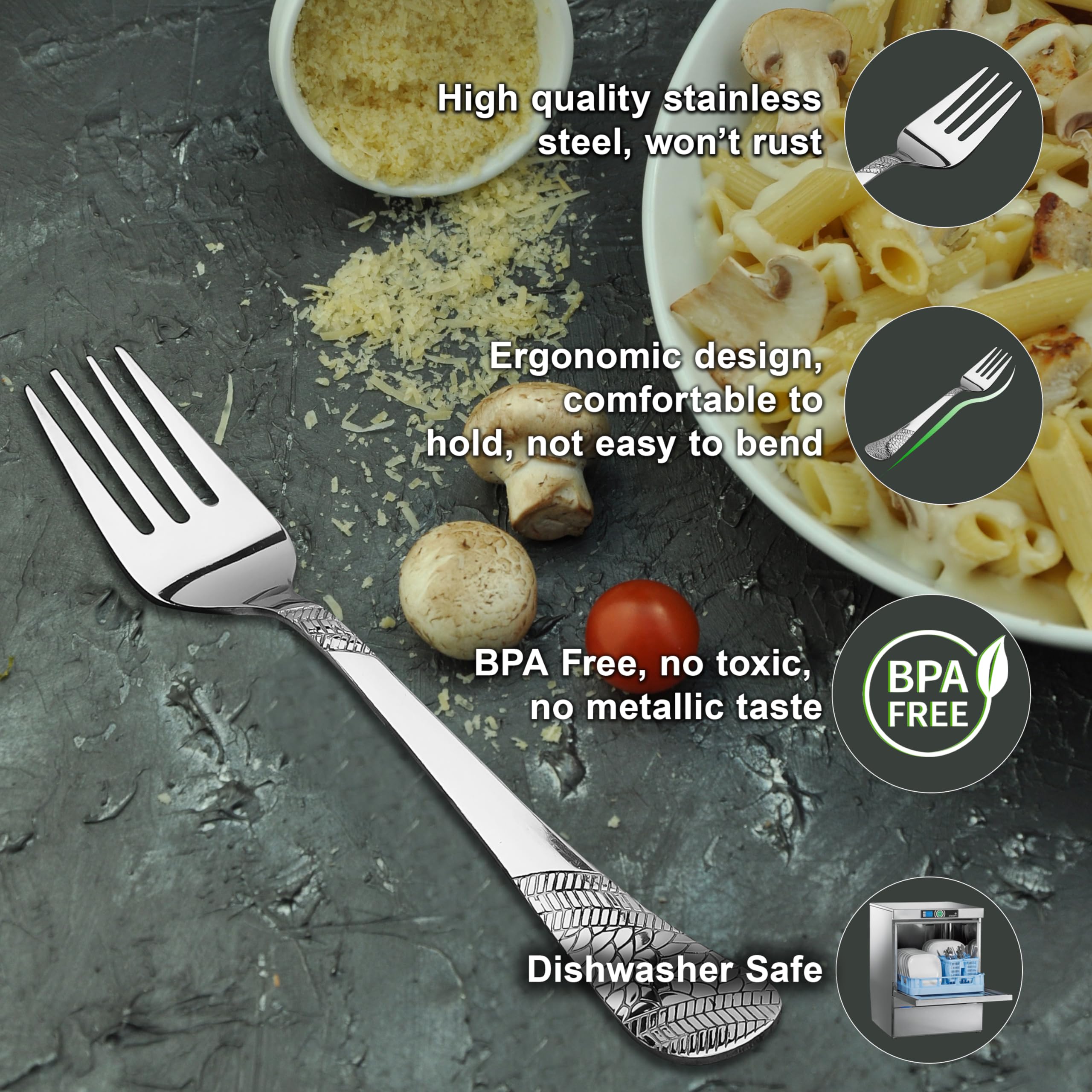 Parage 6 Pieces Stainless Steel Fork Set, 16 cm Long, Premium for Home & Kitchen, Luxury Dining Tableware Cutlery Set Gift for House Warming, Silver Imperial Design 6