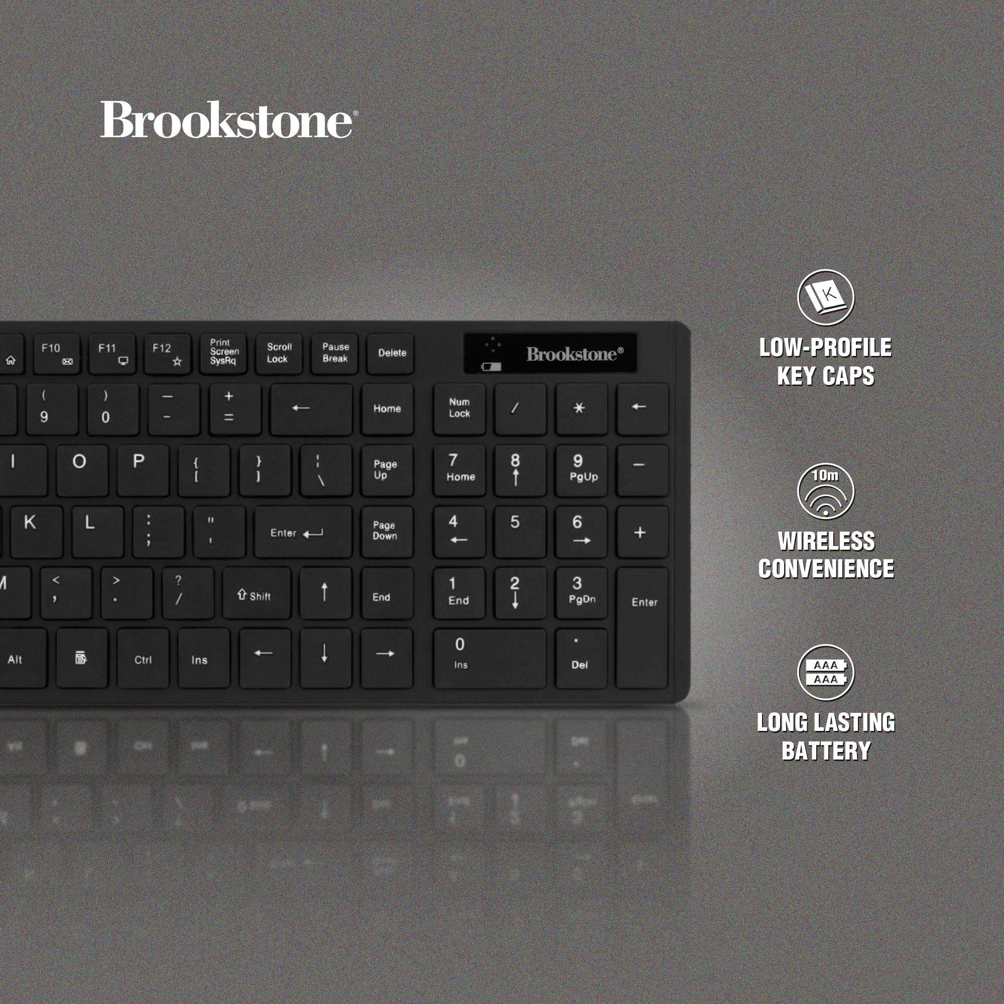 Brookstone Wireless Mouse & Keyboard Bundle- 2 in 1 Desktop Combo with Full-Sized, Low-Profile Keyboard and Mouse with Scroll Wheel (Mac and PC Compatible) (Standard Keyboard & Mouse) 4