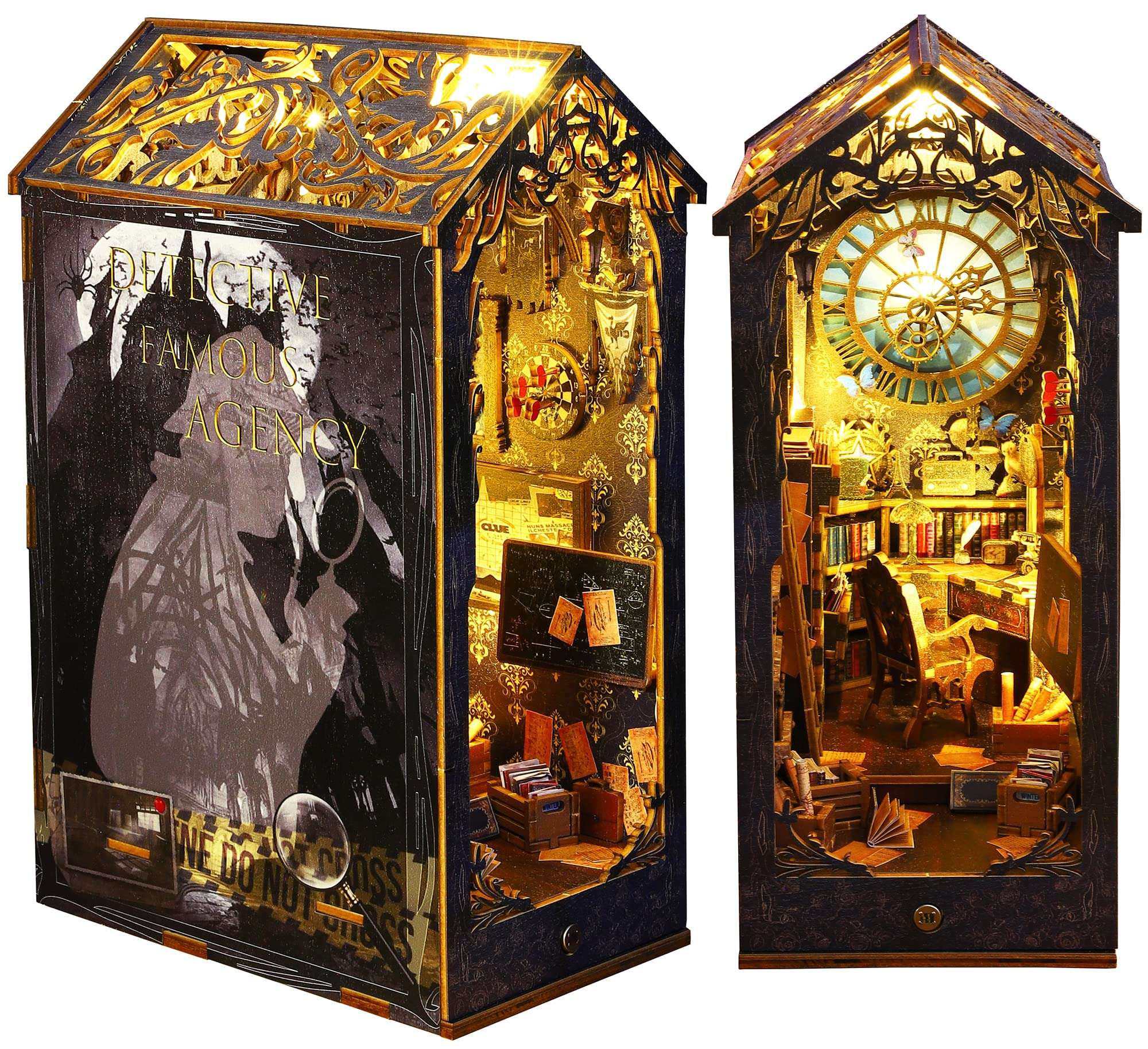 SPILAY DIY Dollhouse Miniature Book Nook Assemble Kit,3D Wooden Puzzle Bookshelf Insert Decor, Bookends Model Build-Creativity Kit for Adults Women Birthday Gift SL07 1