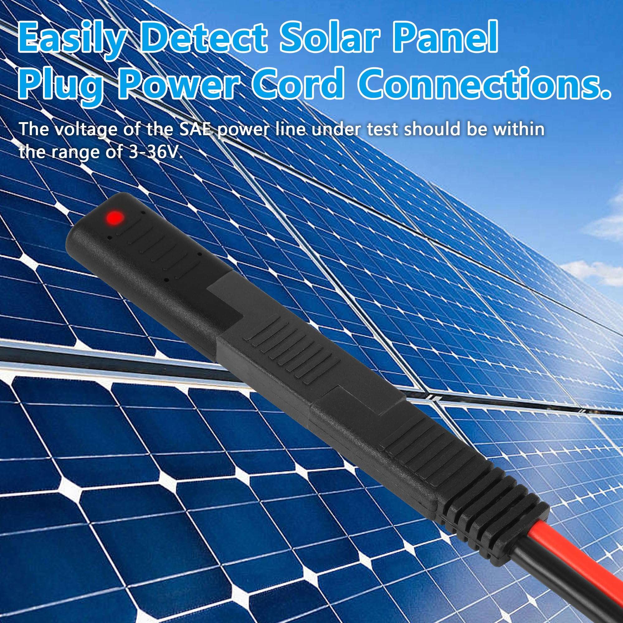 CERRXIAN SAE Short Circuit Connector with LED Indicator, SAE Polarity Reverse Adapter, SAE Power Cord Tester Quick Disconnect Connector Solar Panel Panel SAE Plug Detector 4