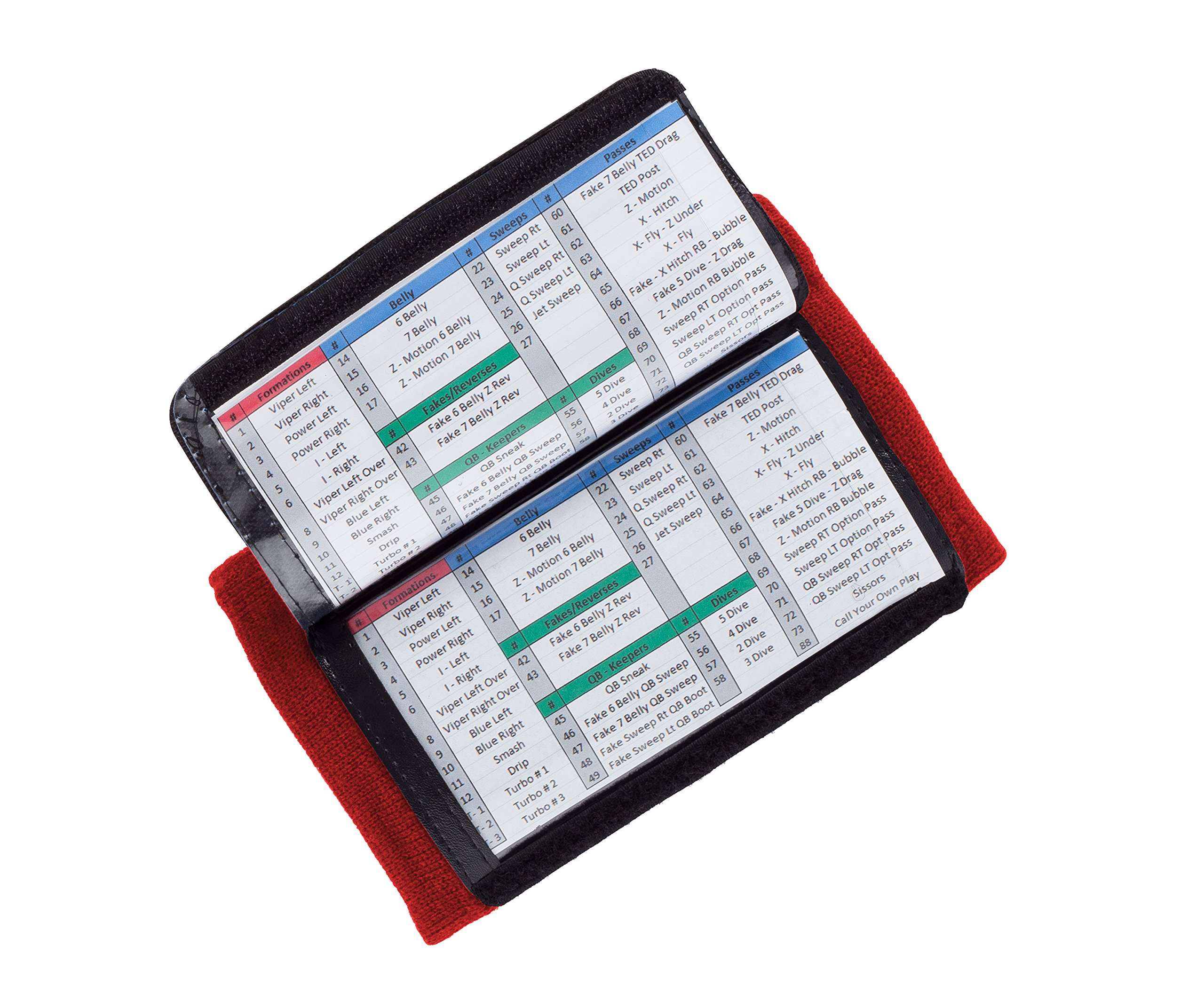 WristCoaches Football Play Wristbands - Youth Quarterback Gear - Wristband Playbook - Softball Wristbands for Signs Red 4