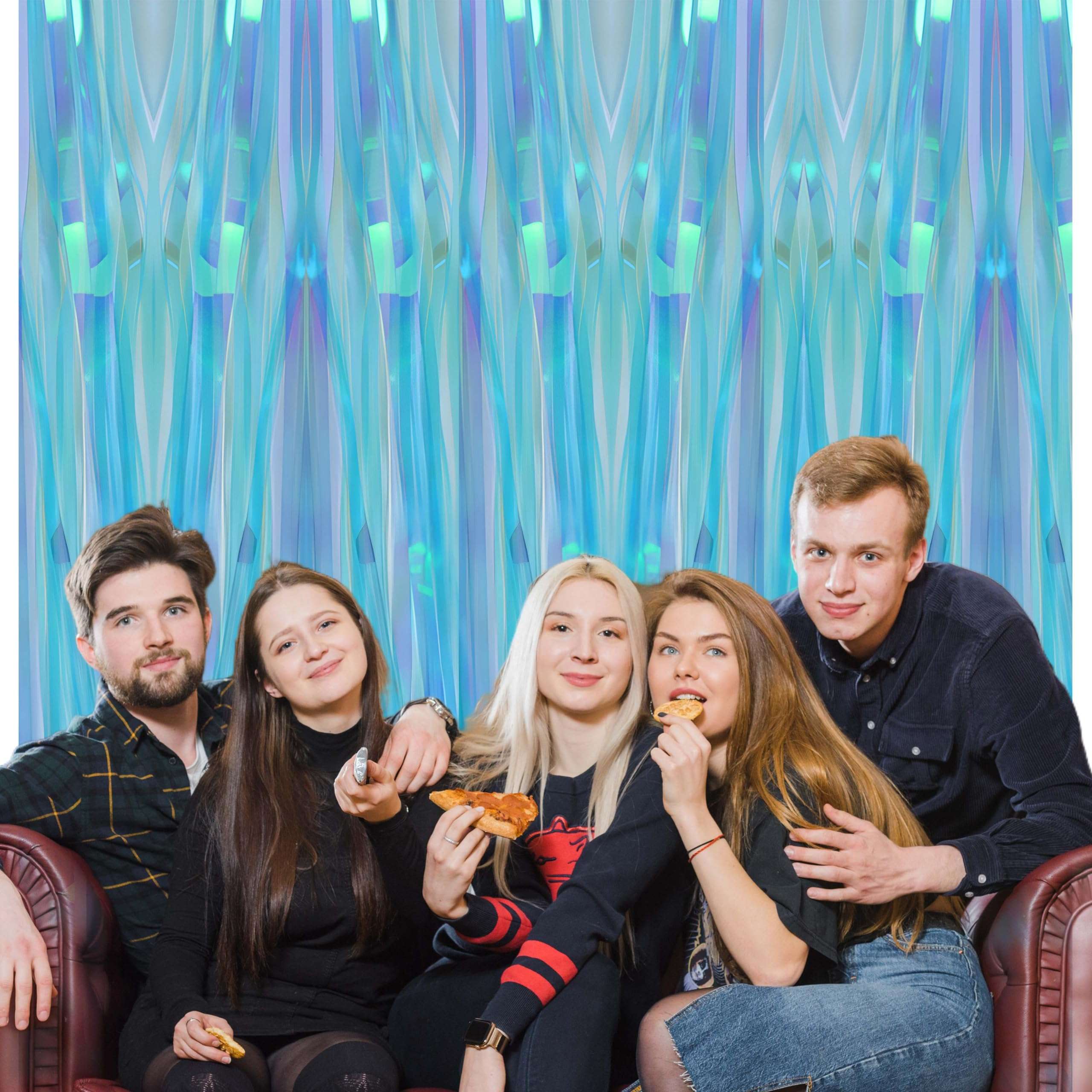 Wobbox Big 3Ft X 6Ft Foil Curtains for Birthday Decoration Items, Backdrop Curtain For Decoration, Party Backdrop Decoration, Foil Fringe Decoration for Anniversary (Magic Blue) (Pack of 5) 6