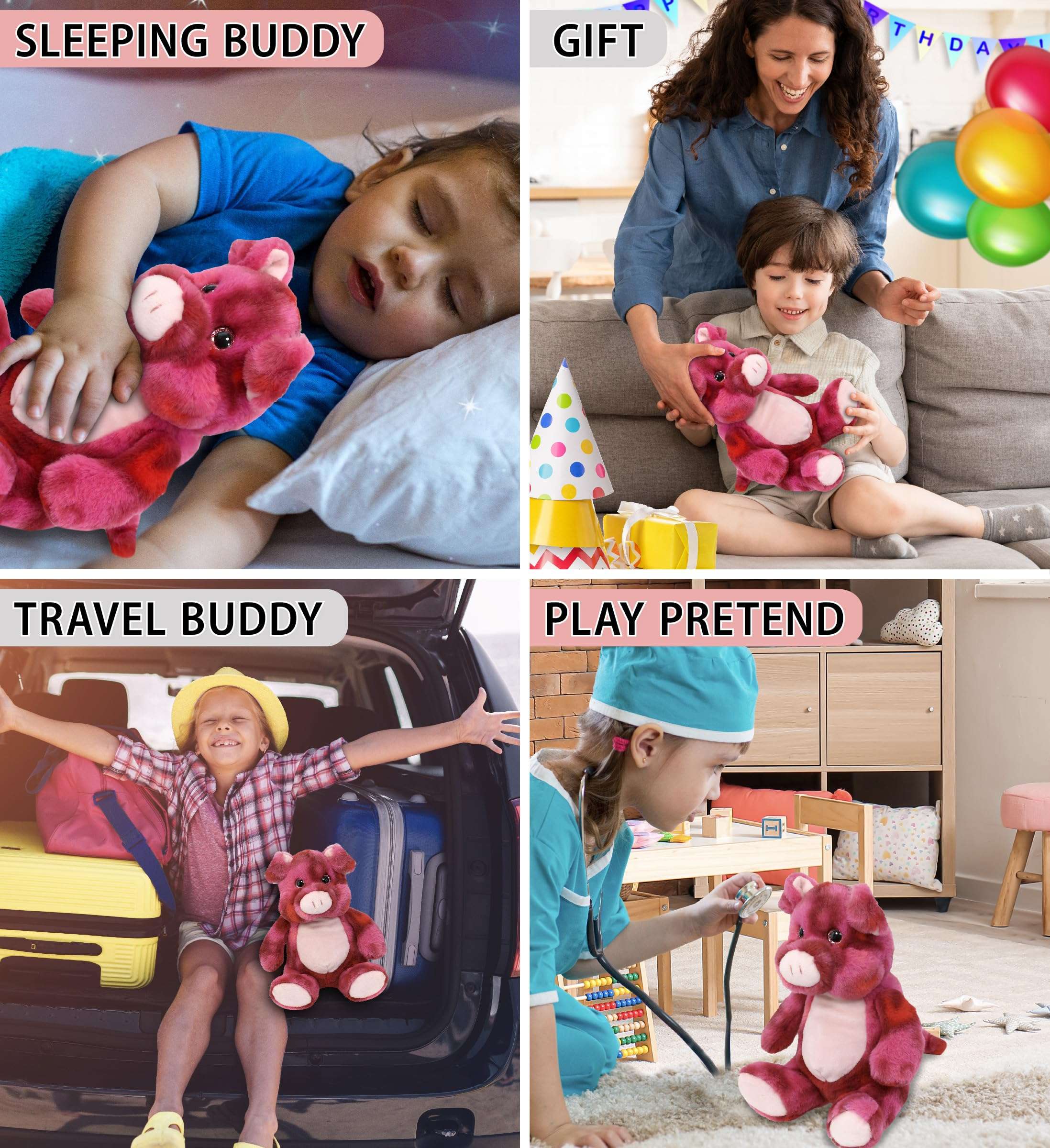 DolliBu Pink Tie-Dye Pig Plush - Super Soft Stuffed Animal, Cute Farm Animal Plush, Adorable Fluffy Stuffed Animal for Boys and Girls, Stuffed Animals Plush Gift for Babies, Kids, Adults - 9 Inches 5