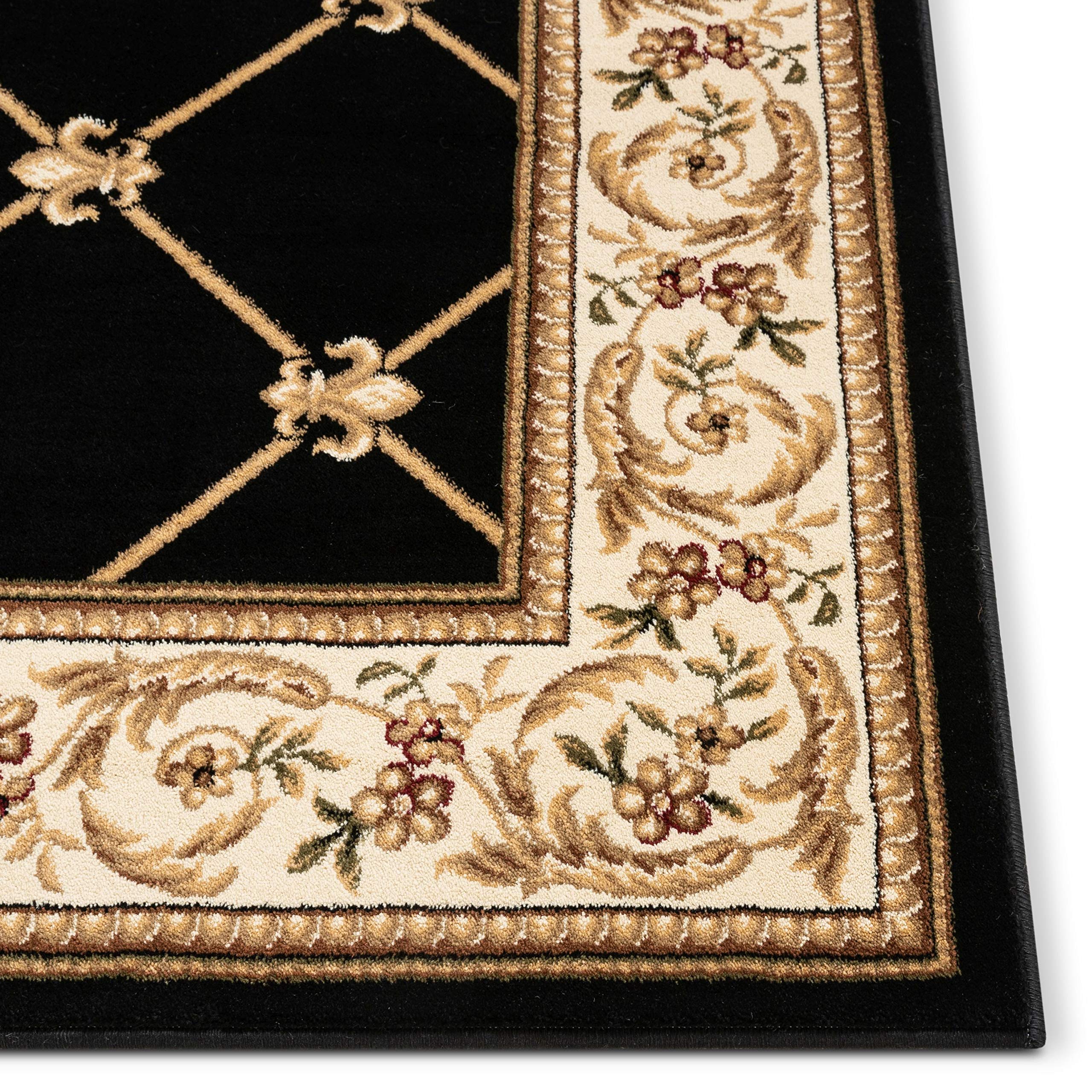 Well Woven Timeless Collection Fleur De Lis Red 2x4 Mat Luxurious Traditional French Aubusson Oriental Area Rug Perfect for Living Room Bedroom or Dining Room Easy-to-Clean Durable Design 3