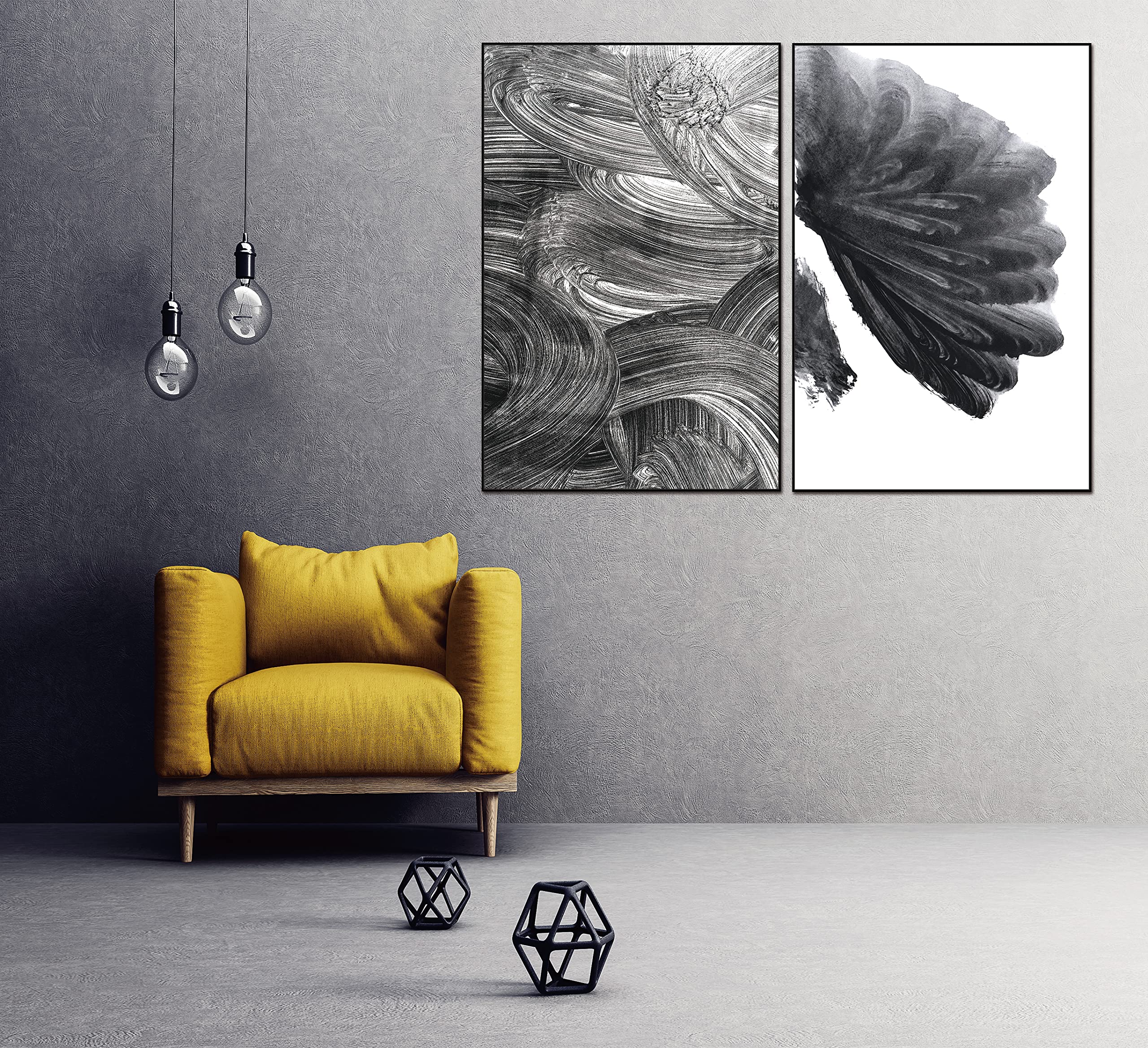 Whiteline Modern Living Paco 2-Piece 40"x60" (each) Canvas Wall Art, Black PS Frame 1