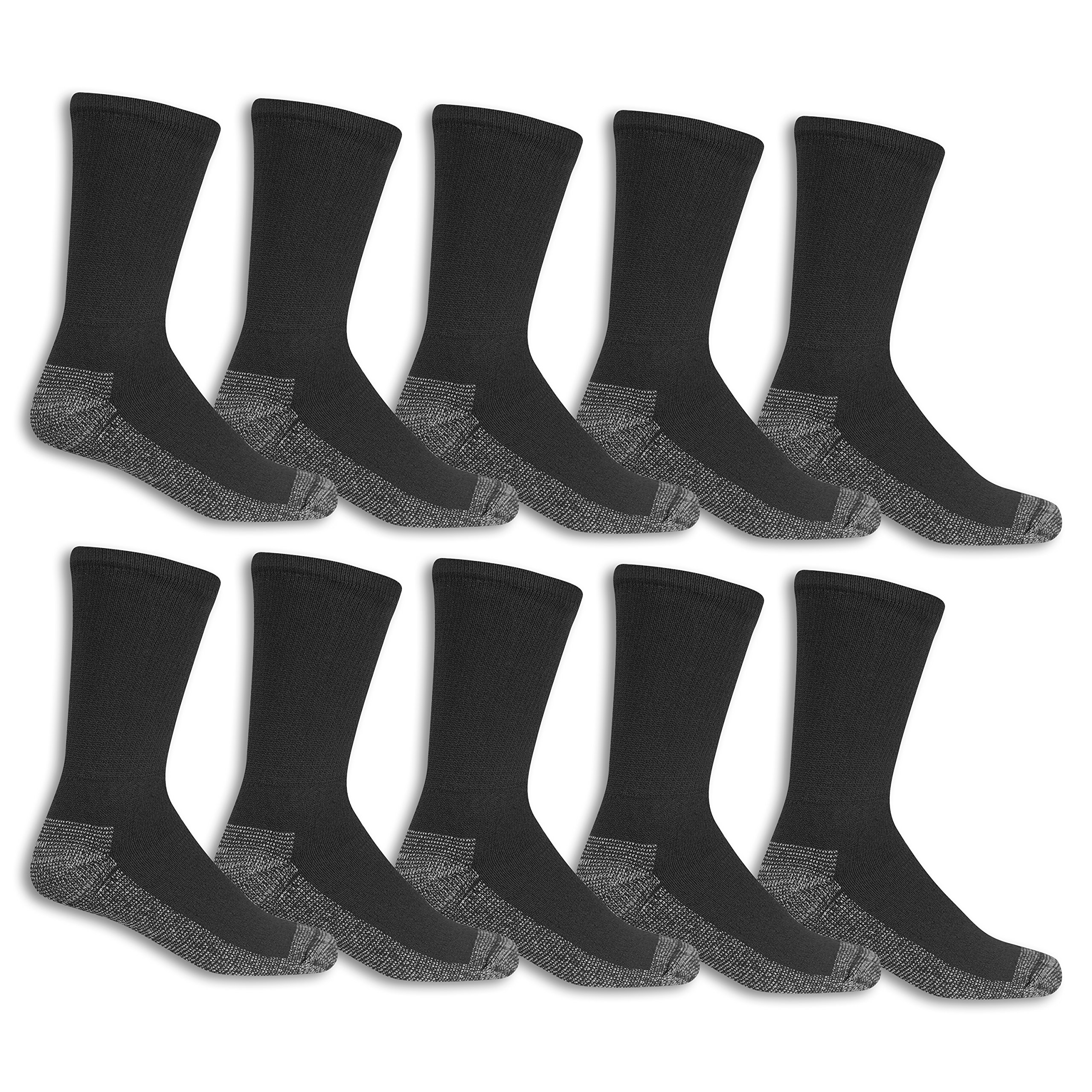 Fruit of the Loom Men's Work Gear Everyday Work Crew Socks (10 Pack), Black, Medium (6 - 12) 1