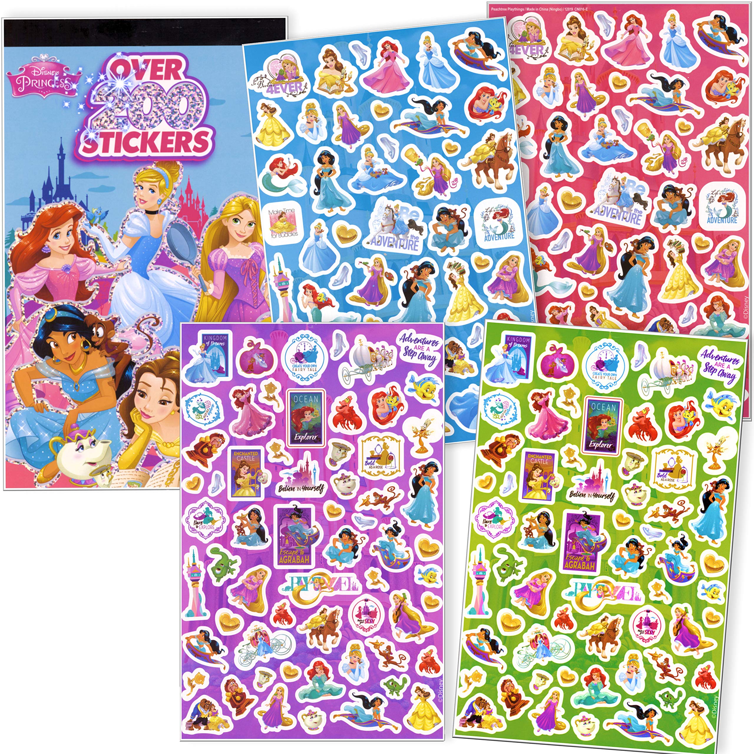 Disney Coloring Book and Stickers Gift Set - Bundle Includes Gigantic 192 pg Disney Coloring Book, Disney Stickers, and 2-Sided Door Hanger in Specialty Gift Bag (Pink Disney Princess) 5
