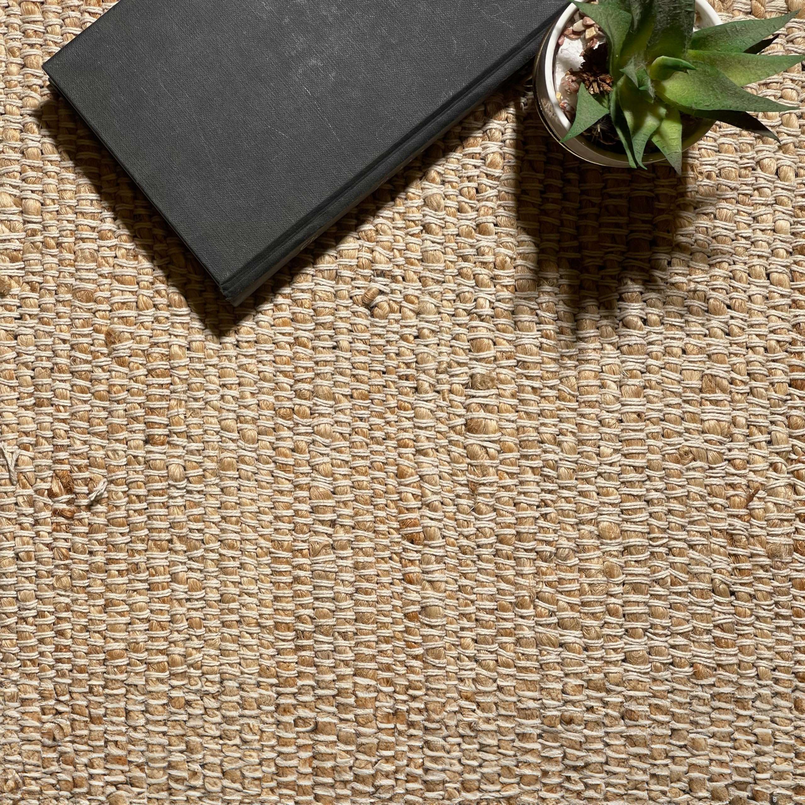 Chardin home 2x5 Jute Cotton Hand Woven Runner Rug, Natural Jute Braided Hallway mat, Boho, Rustic, Farmhouse, Vintage, Reversible Natural Fiber Rugs for Bedroom, Living Room, Kitchen,entryway 3